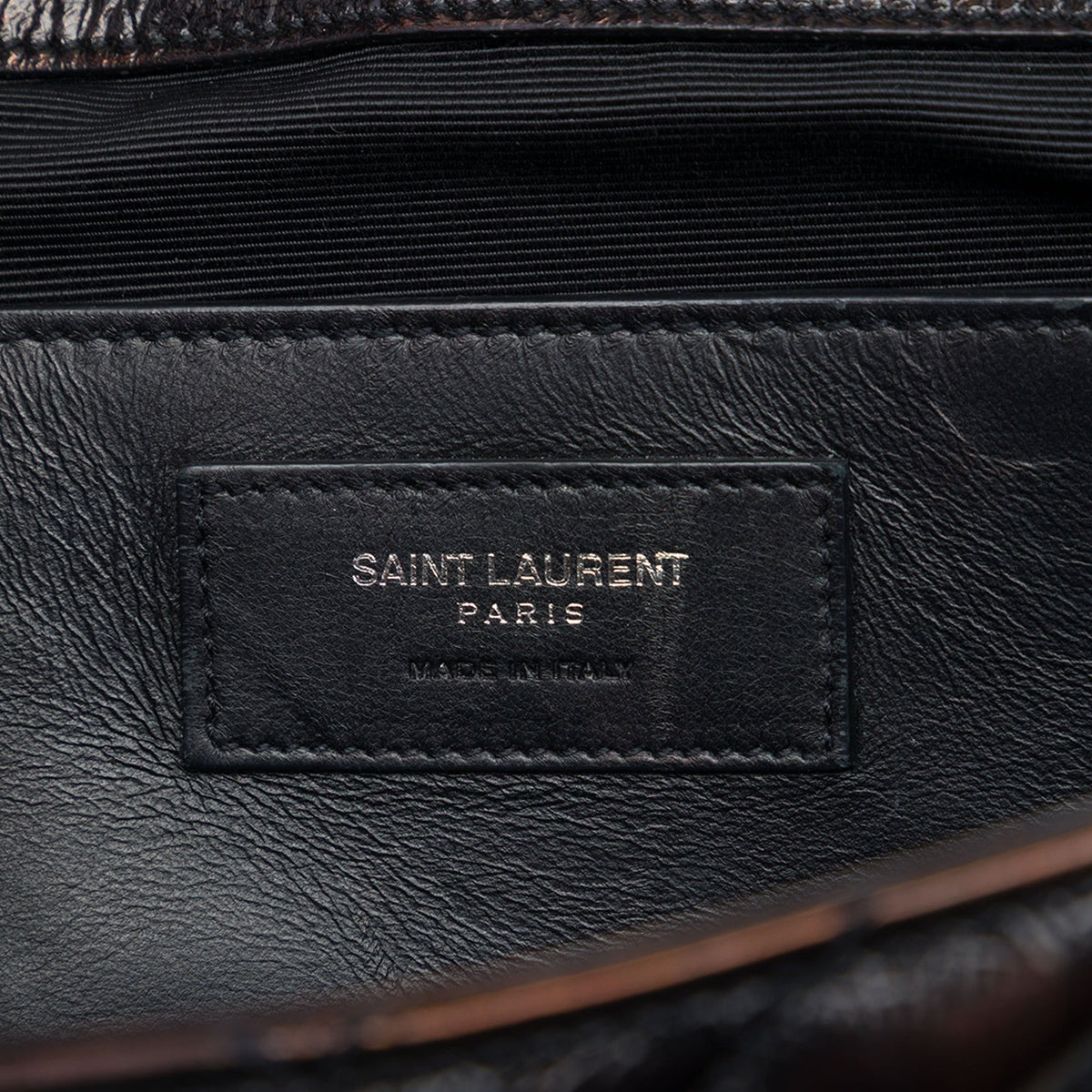 Saint Laurent Medium Chevron Metallic Crinkled Calfskin Punk Chain Bag — Brown