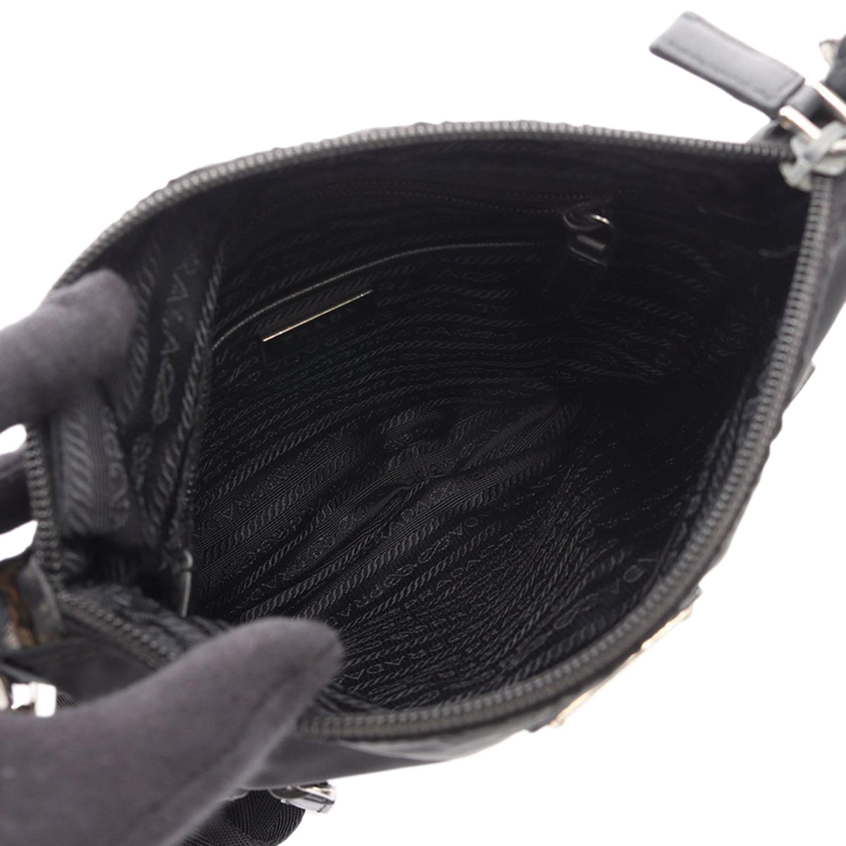 Prada Tessuto Zip Top Crossbody — Black