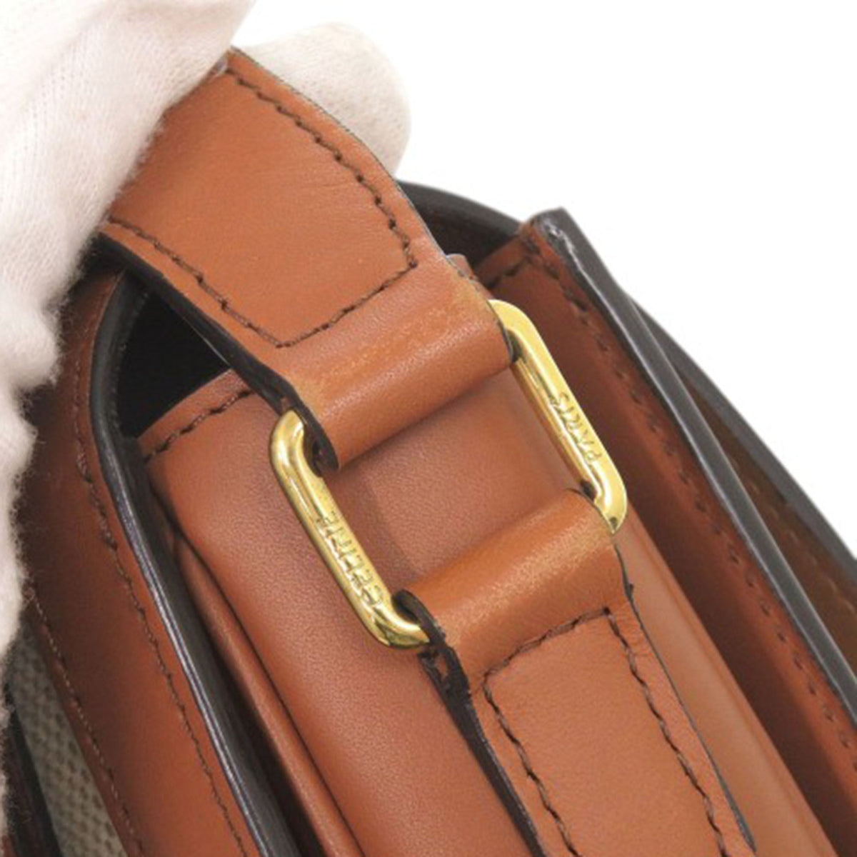 Celine Classique Canvas and Calfskin Triomphe Crossbody