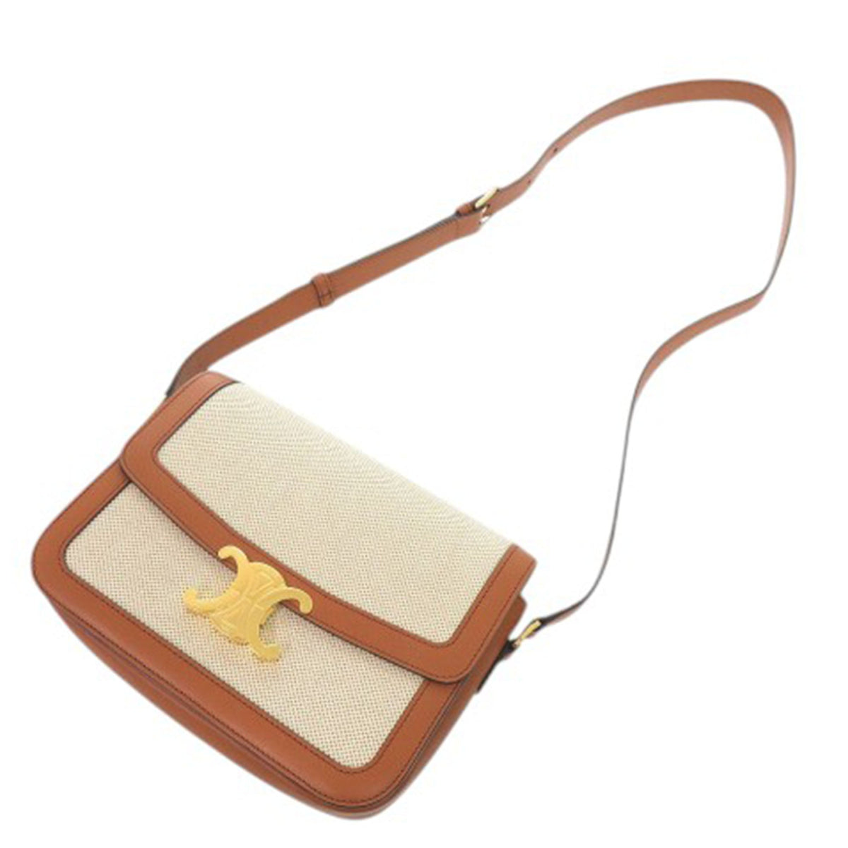 Celine Classique Canvas and Calfskin Triomphe Crossbody