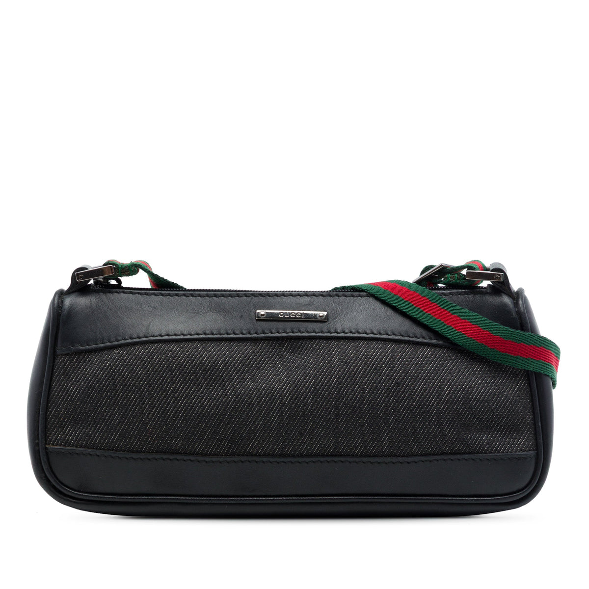 Gucci Denim Web Shoulder Bag — Black