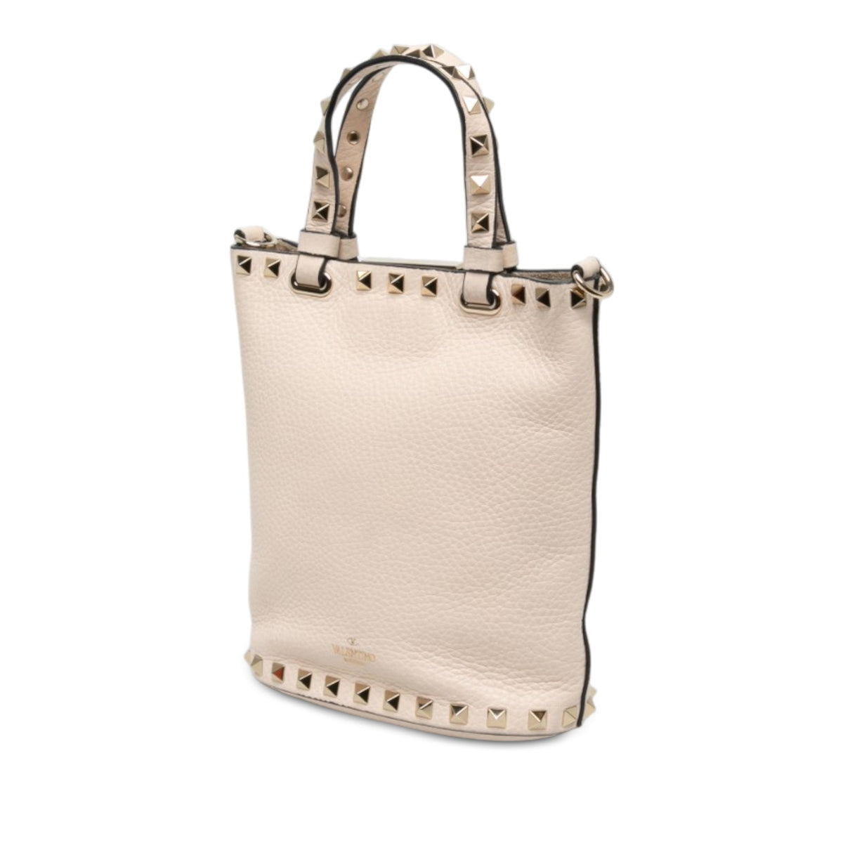 Valentino Leather Rockstud Bucket Bag — White