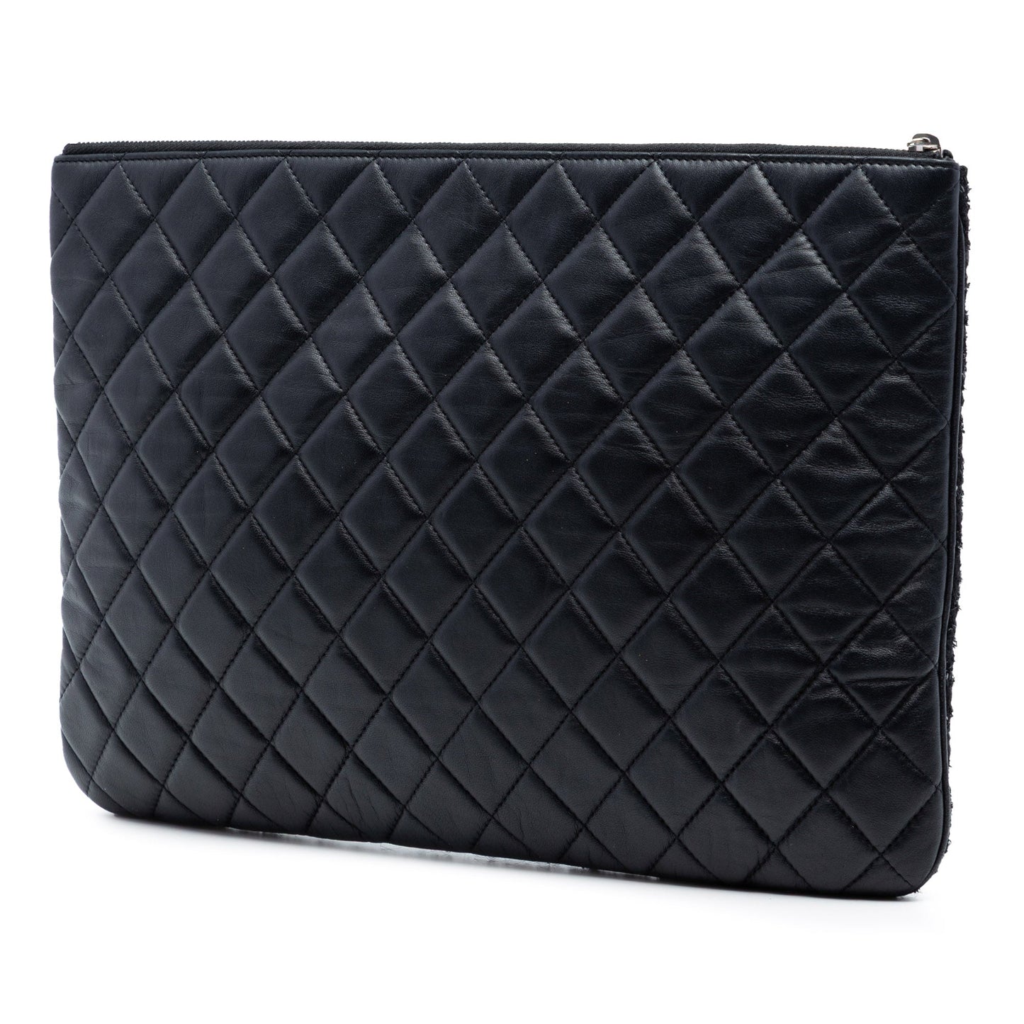 Chanel Large Quilted Tweed and Lambskin Camellia O Case Clutch