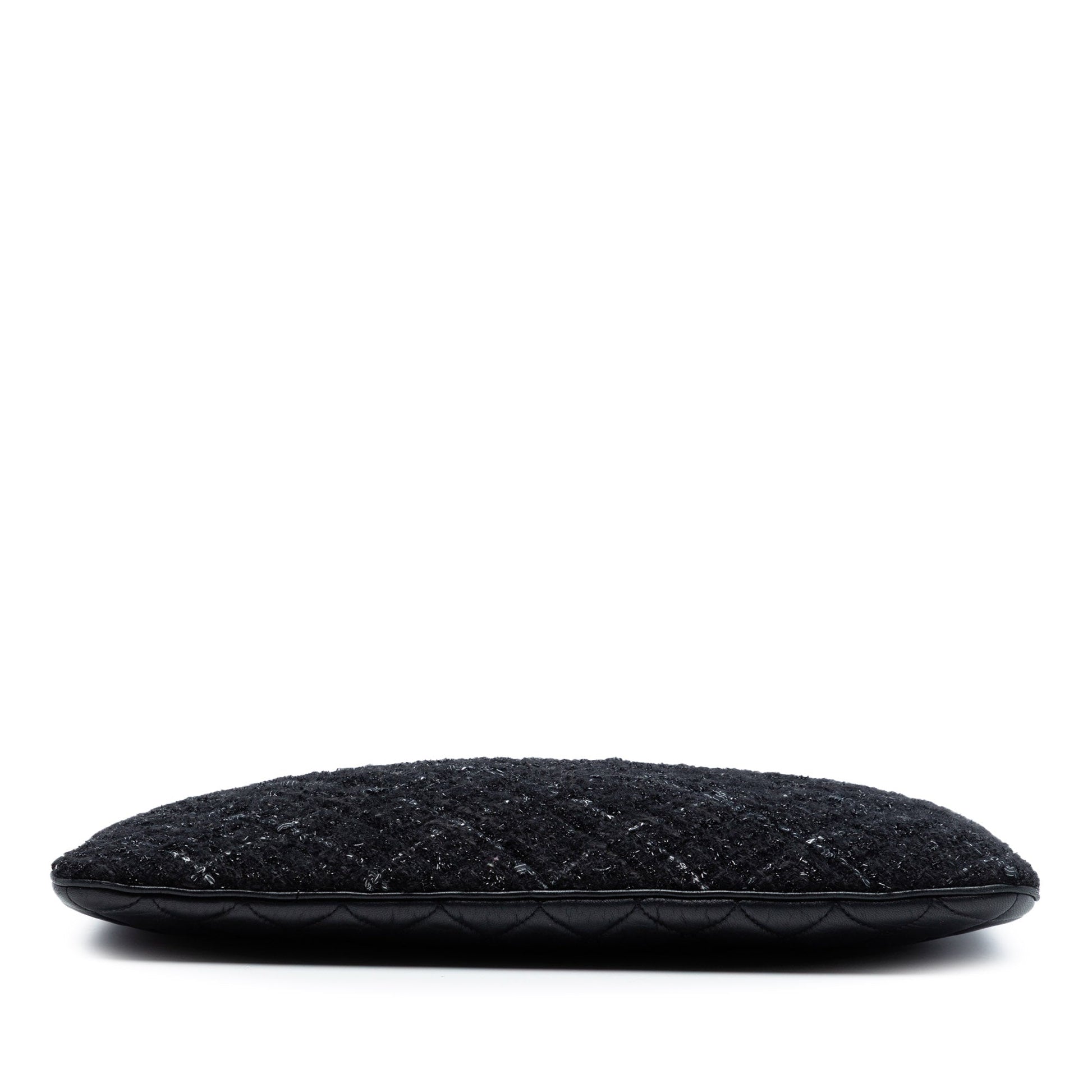 Chanel Large Quilted Tweed and Lambskin Camellia O Case Clutch