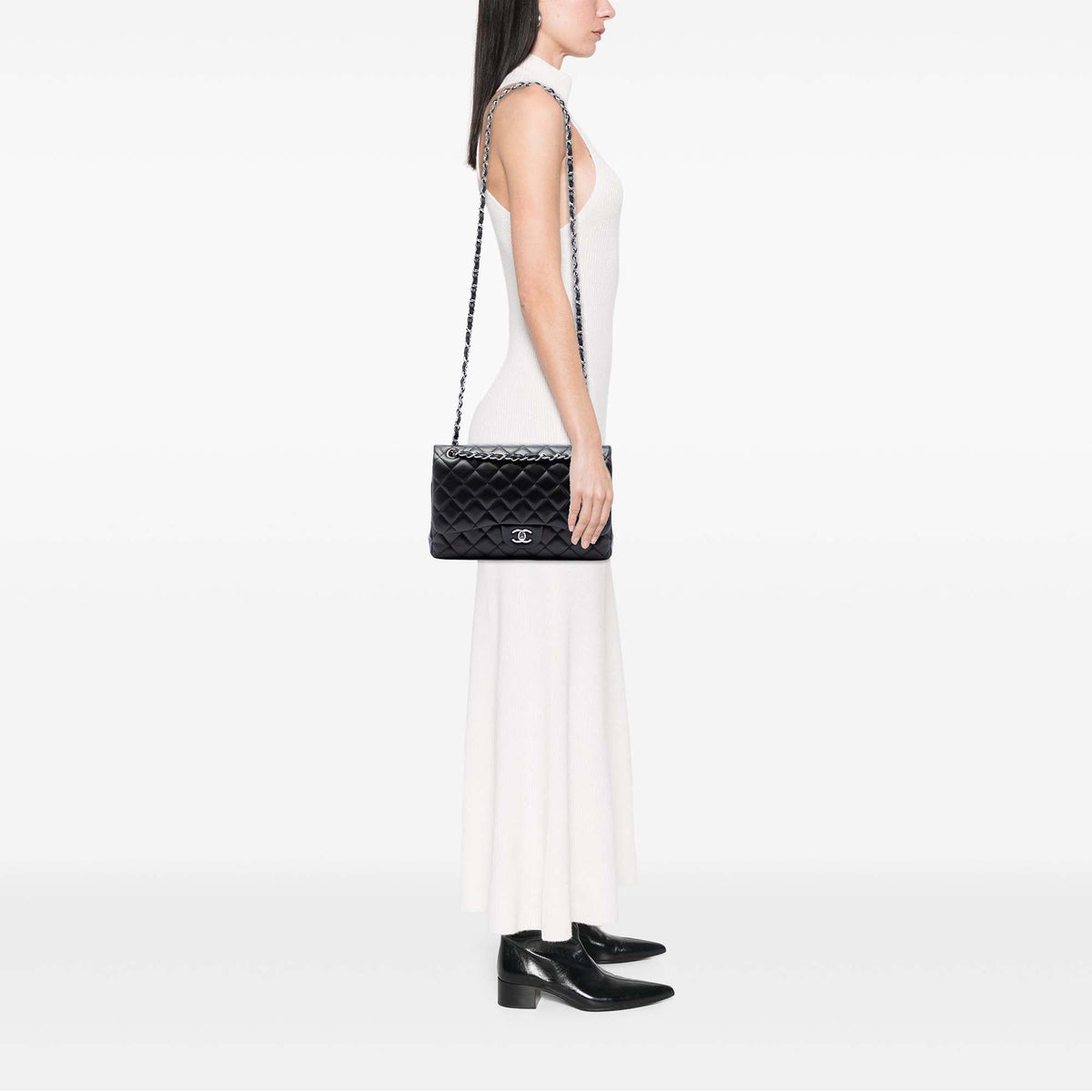Chanel Jumbo Classic Lambskin Double Flap — Black