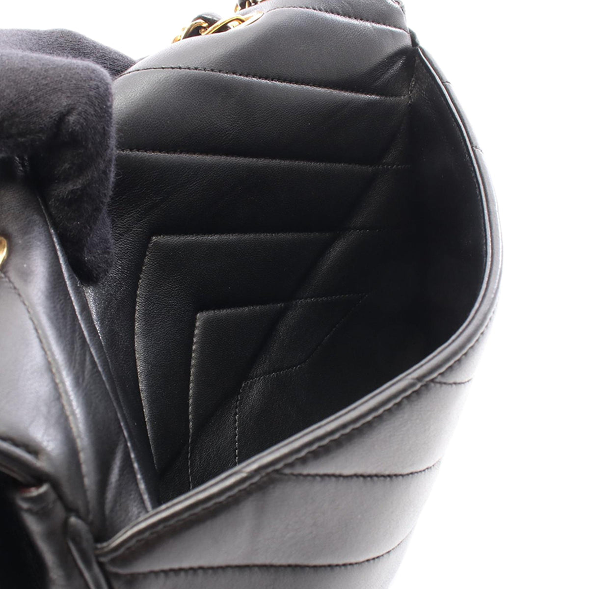 Chanel Small Chevron Lambskin Envelope Flap — Black