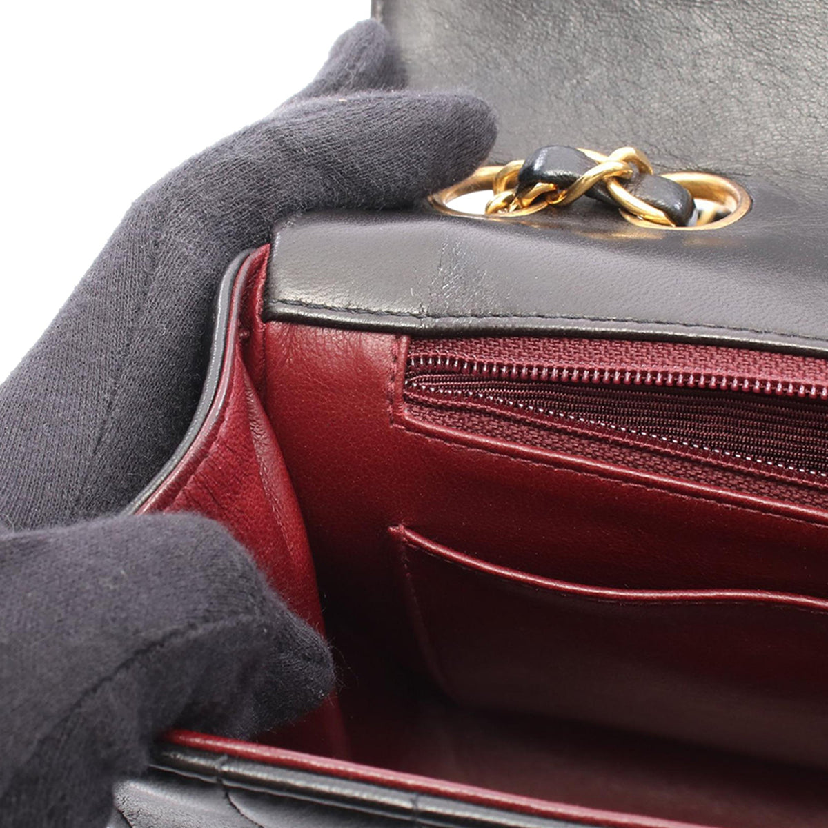 Chanel Small Chevron Lambskin Envelope Flap — Black