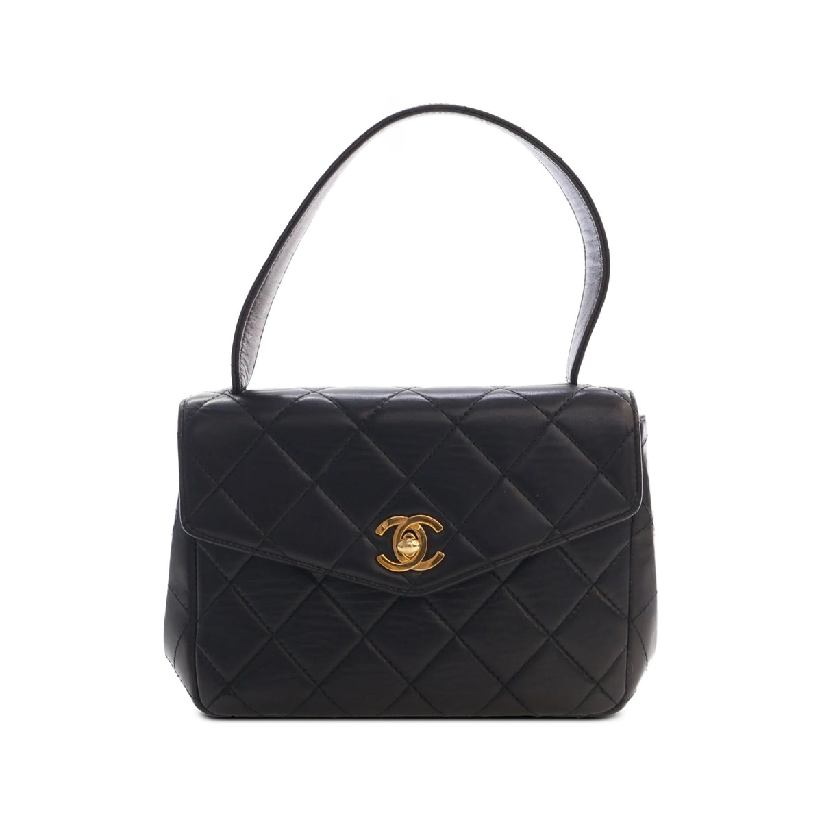 Chanel Quilted Lambskin Top Handle Envelope Flap — Black