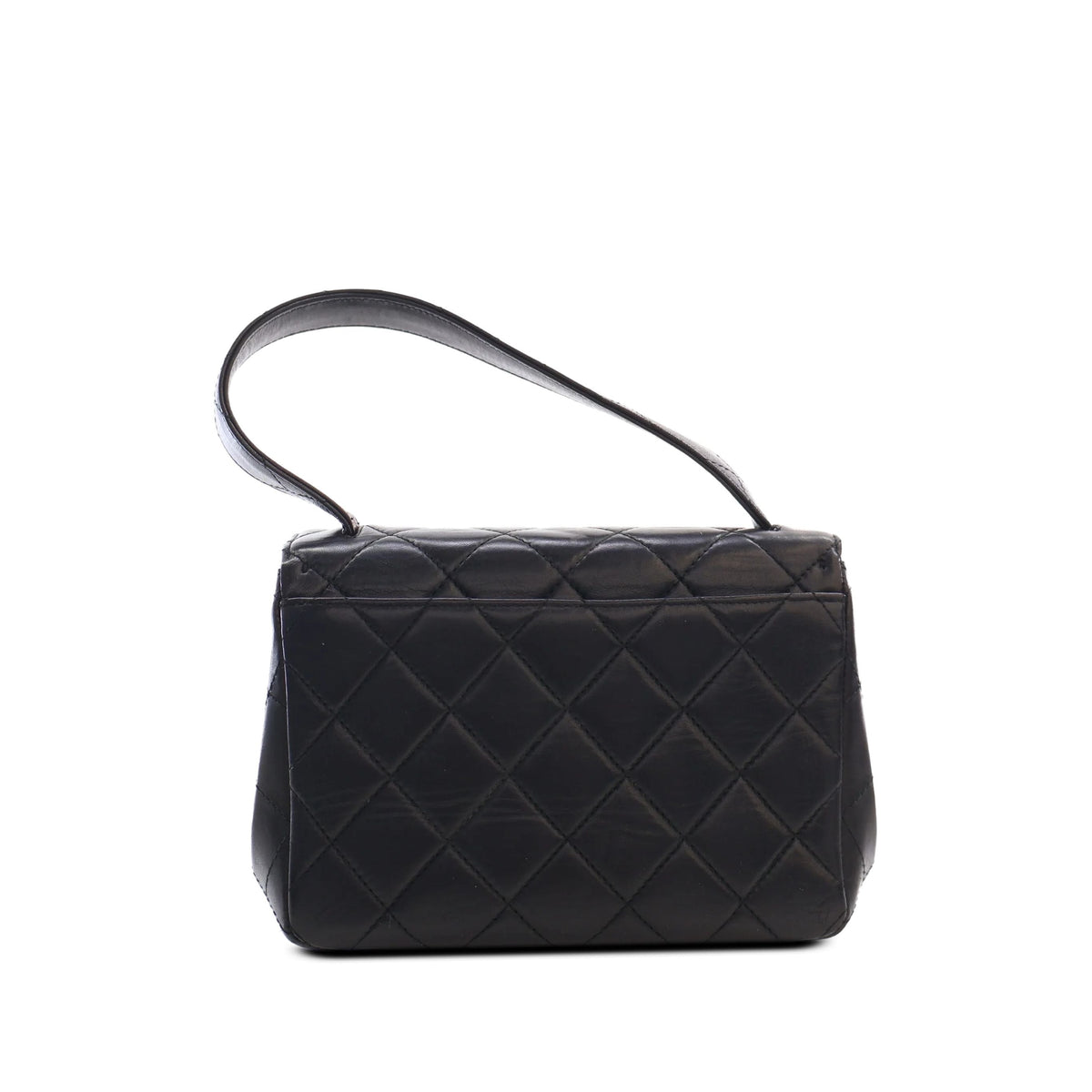 Chanel Quilted Lambskin Top Handle Envelope Flap — Black