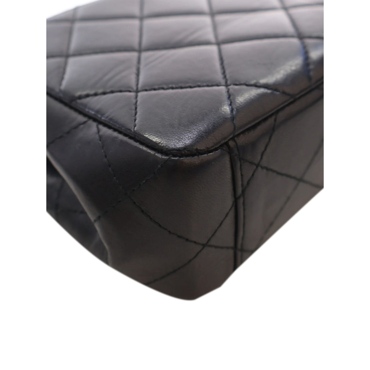 Chanel Quilted Lambskin Top Handle Envelope Flap — Black
