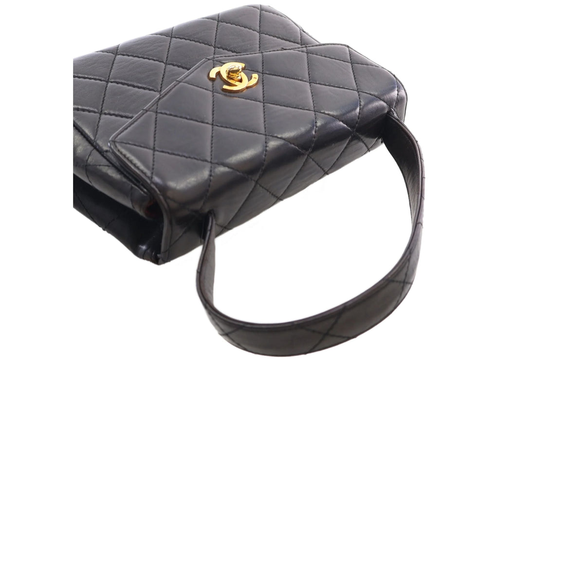Chanel Quilted Lambskin Top Handle Envelope Flap — Black