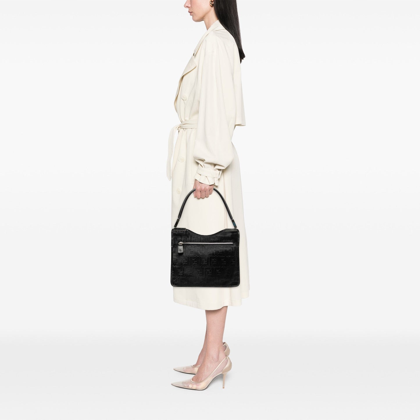 Fendi Zucca Pony Hair Shoulder Bag