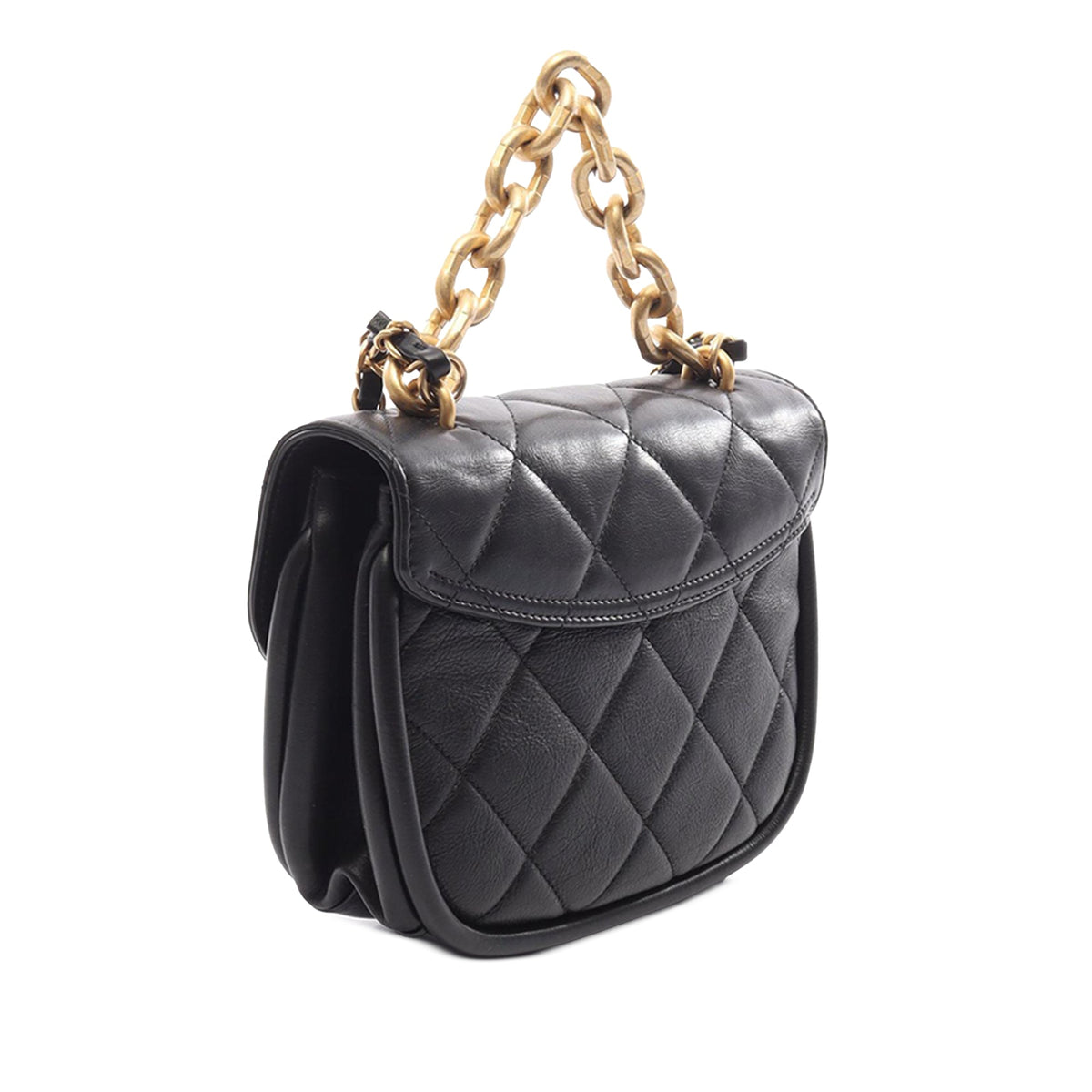 Chanel Mini Quilted Lambskin Flap Messenger Bag — Black