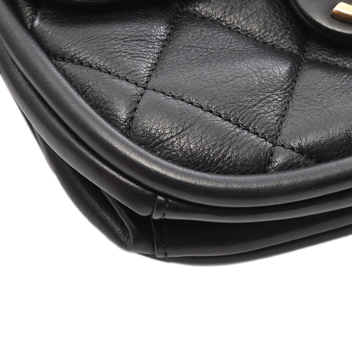 Chanel Mini Quilted Lambskin Flap Messenger Bag — Black