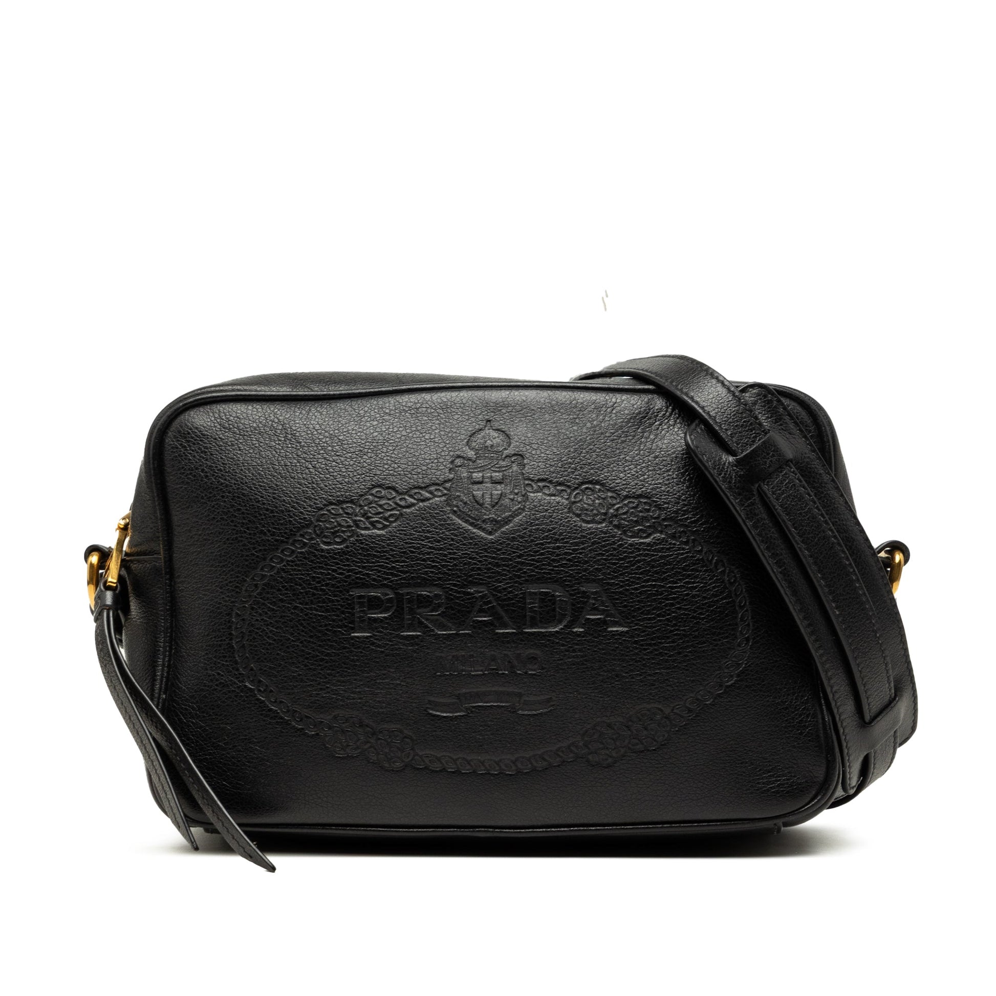 Prada Glace Calfskin Embossed Logo Camera Bag