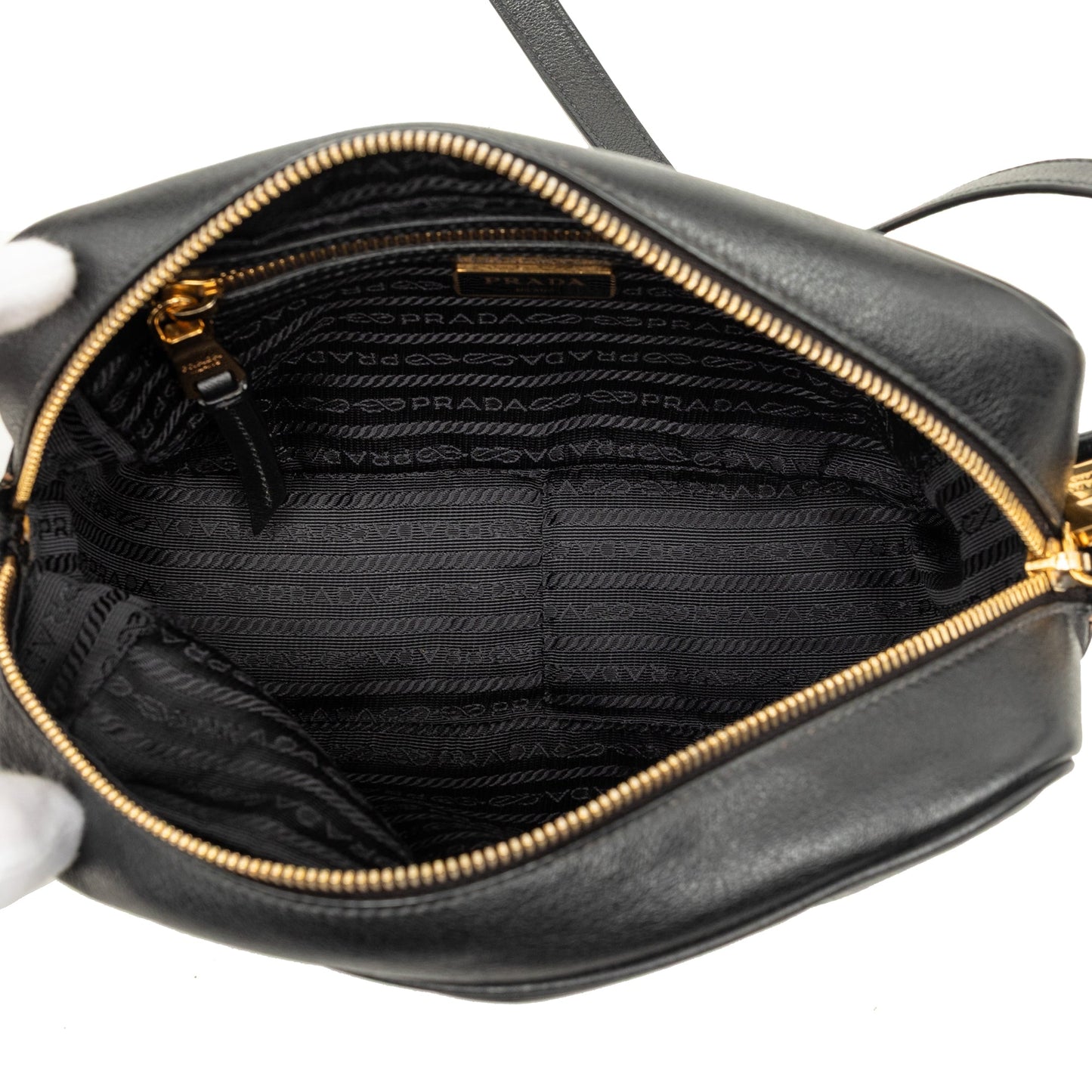 Prada Glace Calfskin Embossed Logo Camera Bag