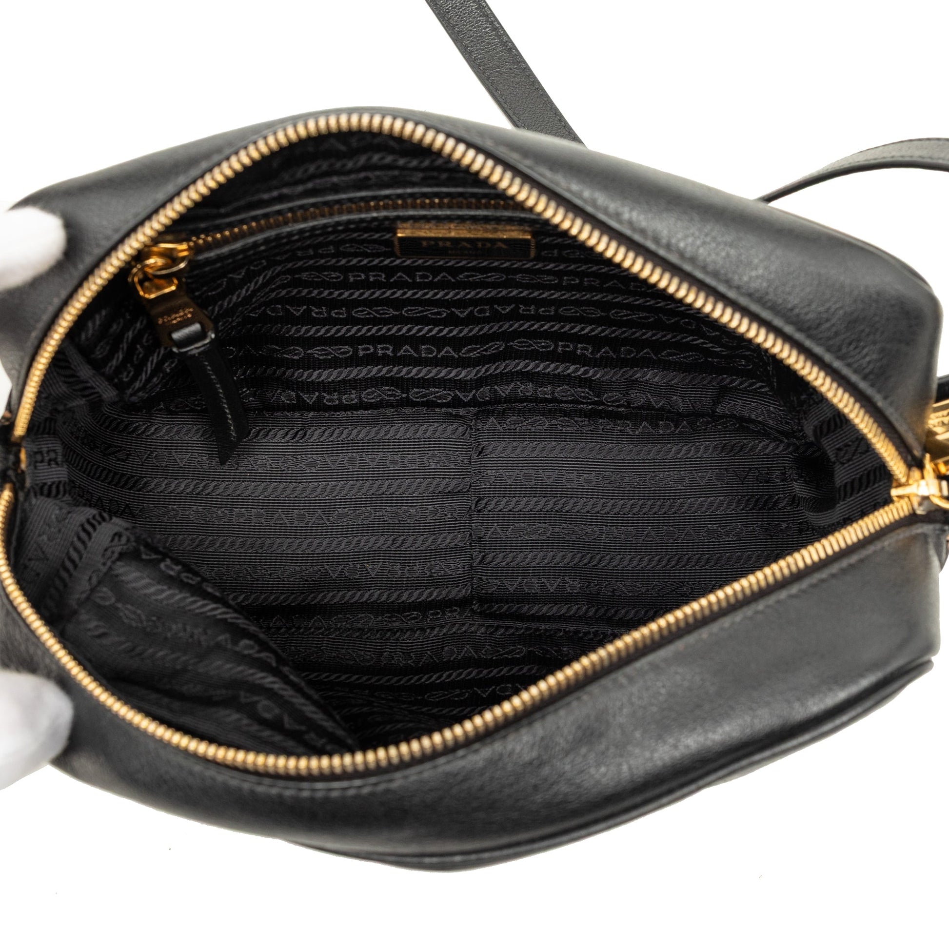 Prada Glace Calfskin Embossed Logo Camera Bag