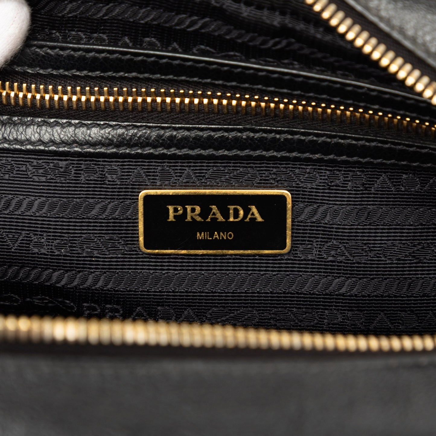 Prada Glace Calfskin Embossed Logo Camera Bag