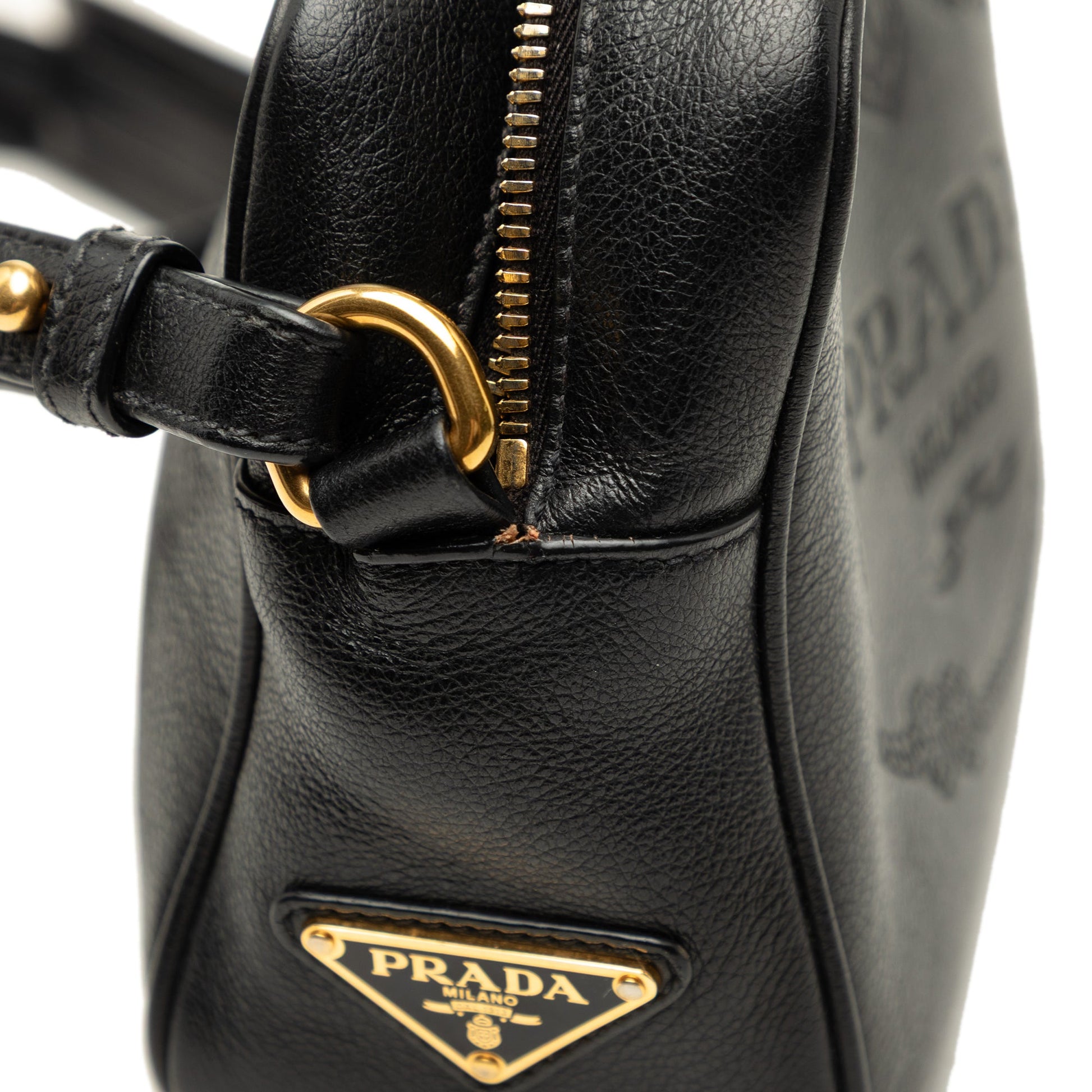 Prada Glace Calfskin Embossed Logo Camera Bag
