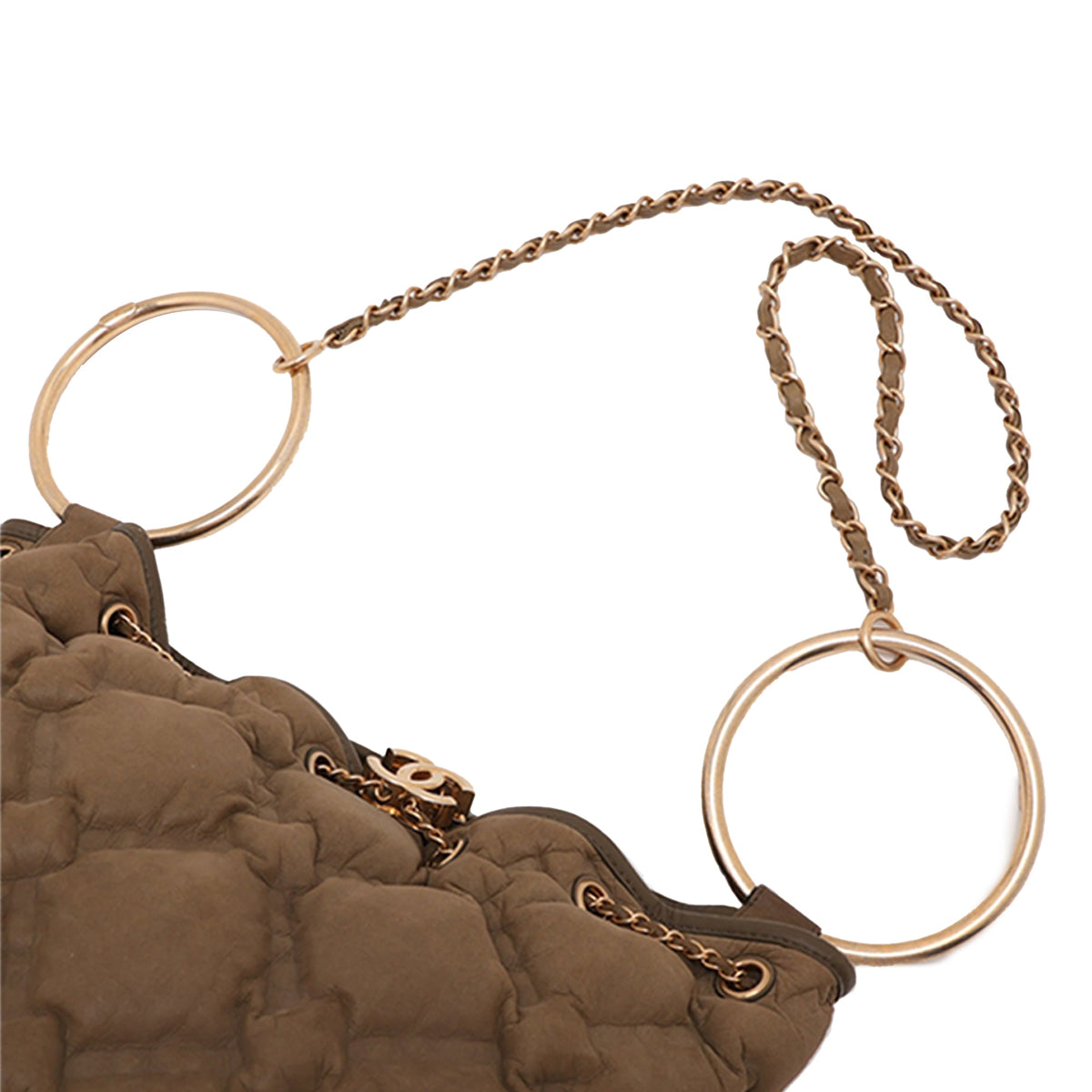 Chanel Nylon Chesterfield Drawstring Crossbody — Brown