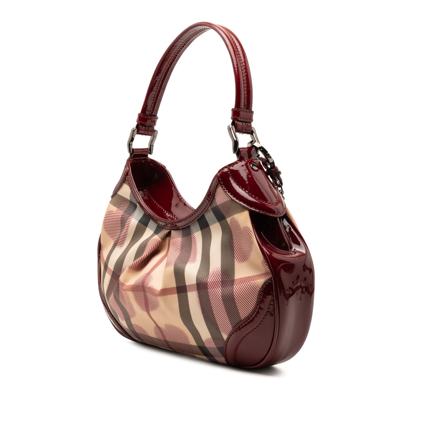 Burberry Small Nova Check Coated Canvas Hearts Hernville Hobo