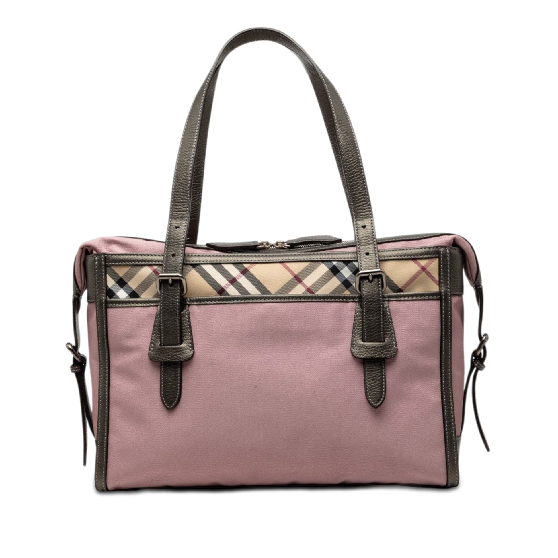 Burberry Nova Check and Leather Trimmed Canvas Tote