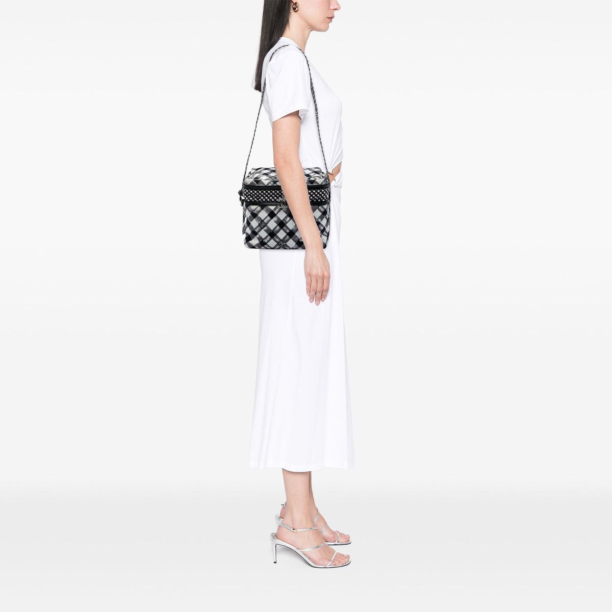 Chanel CC Canvas Gingham Lunch Box Shoulder Bag