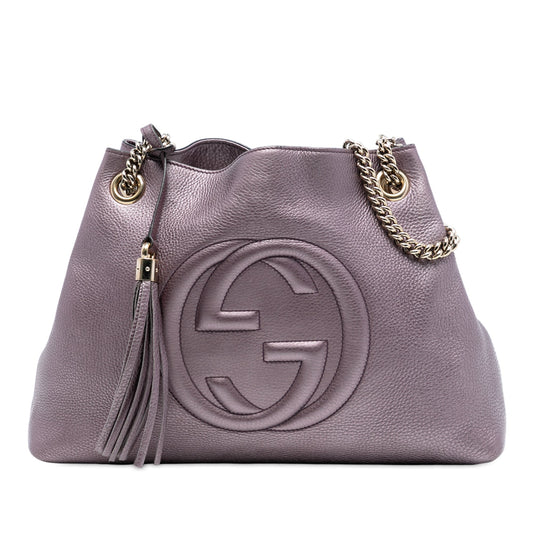Gucci Medium Metallic Leather Soho Chain Tote