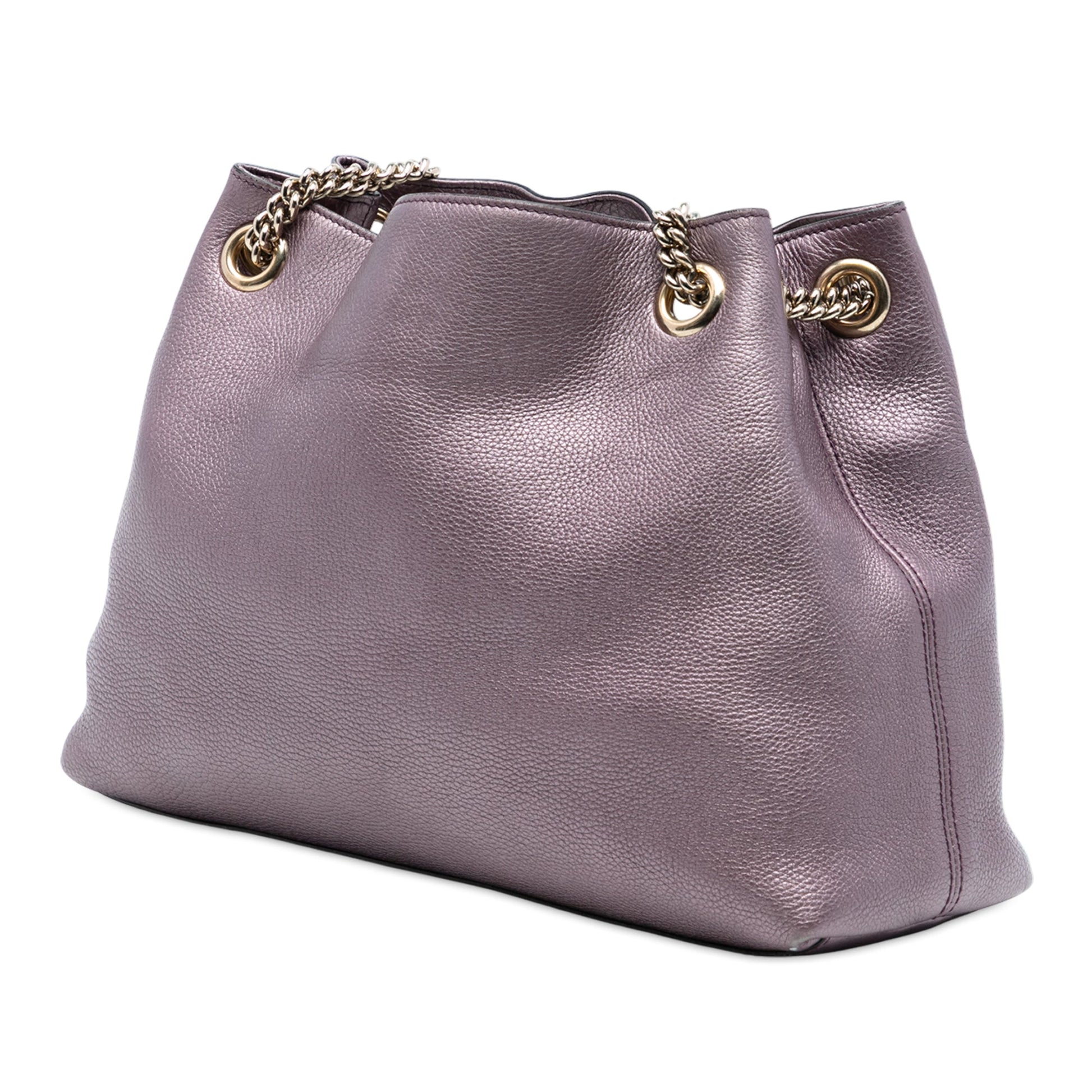 Gucci Medium Metallic Leather Soho Chain Tote