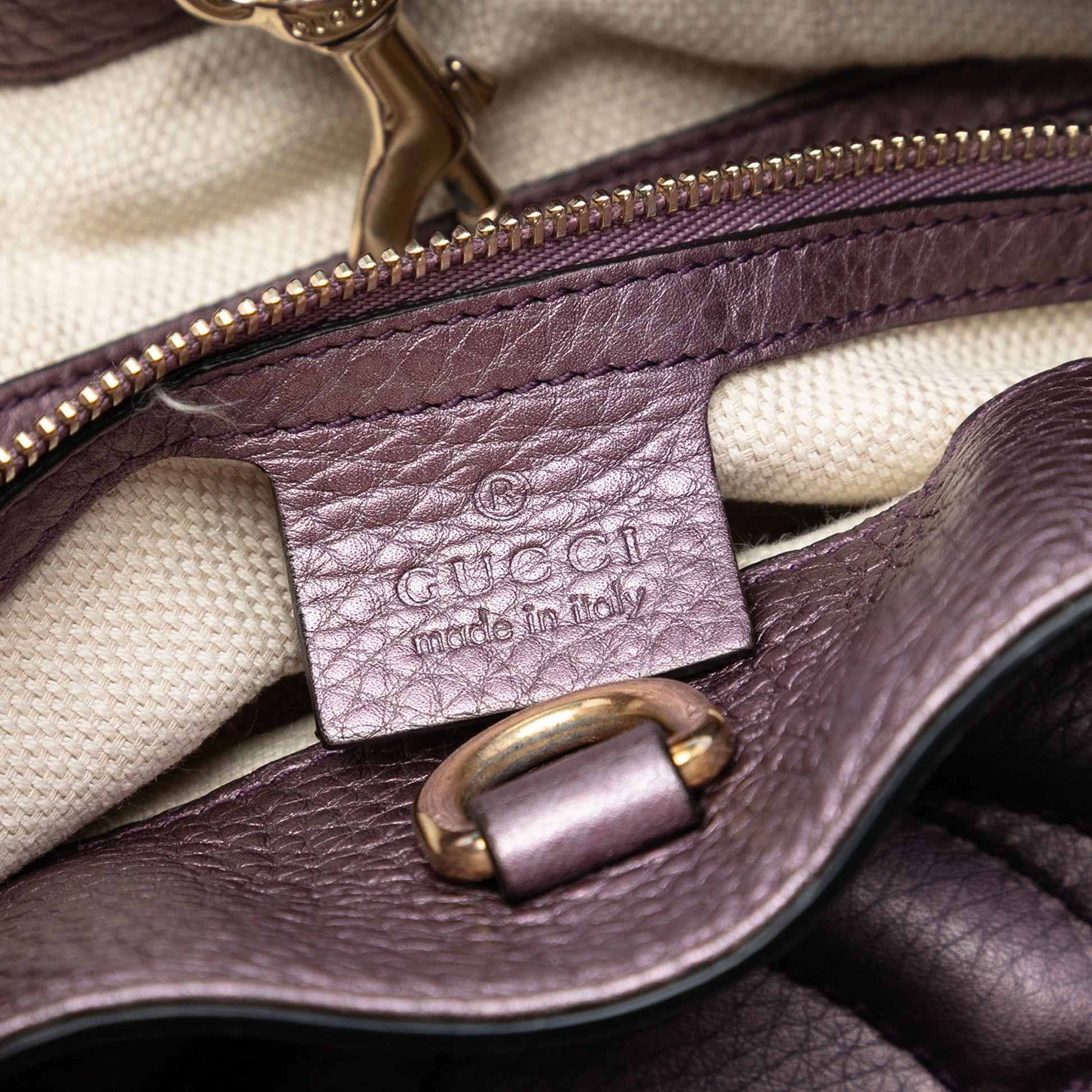 Gucci Medium Metallic Leather Soho Chain Tote