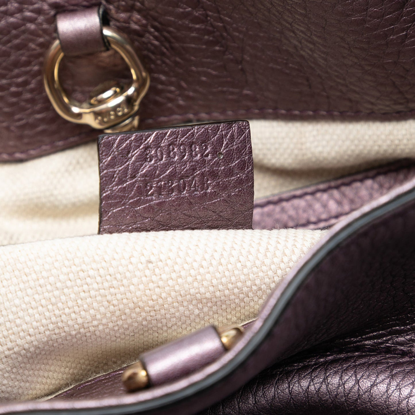 Gucci Medium Metallic Leather Soho Chain Tote