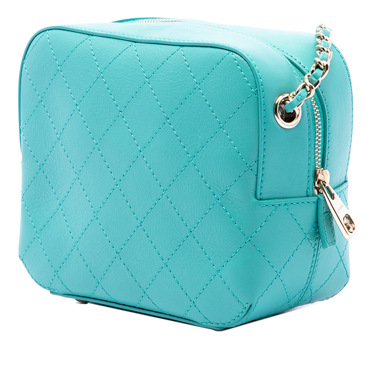 Chanel CC Stitched Calfskin Enamel Camera Bag — Blue