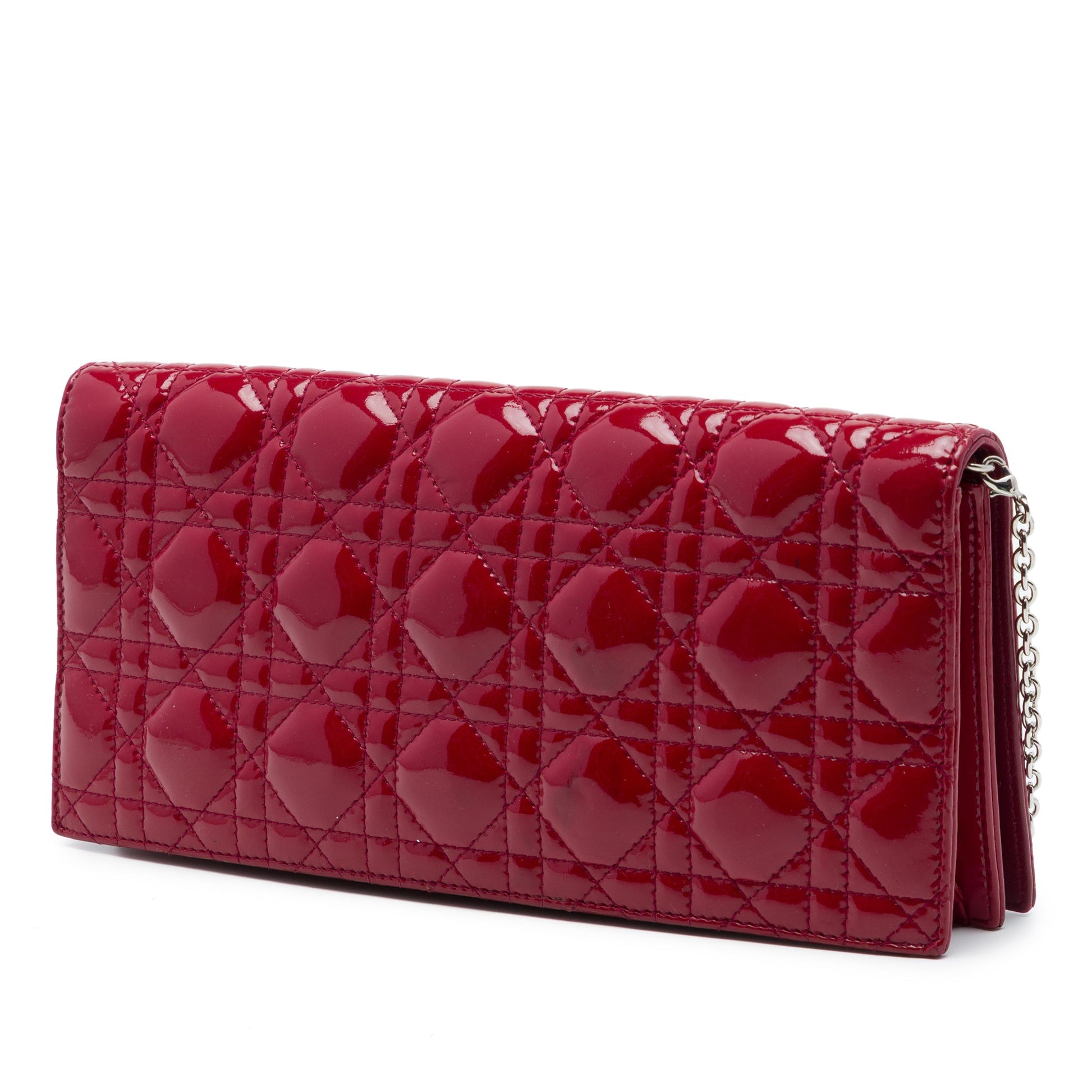 Dior Patent Cannage Lady Dior Clutch with Chain