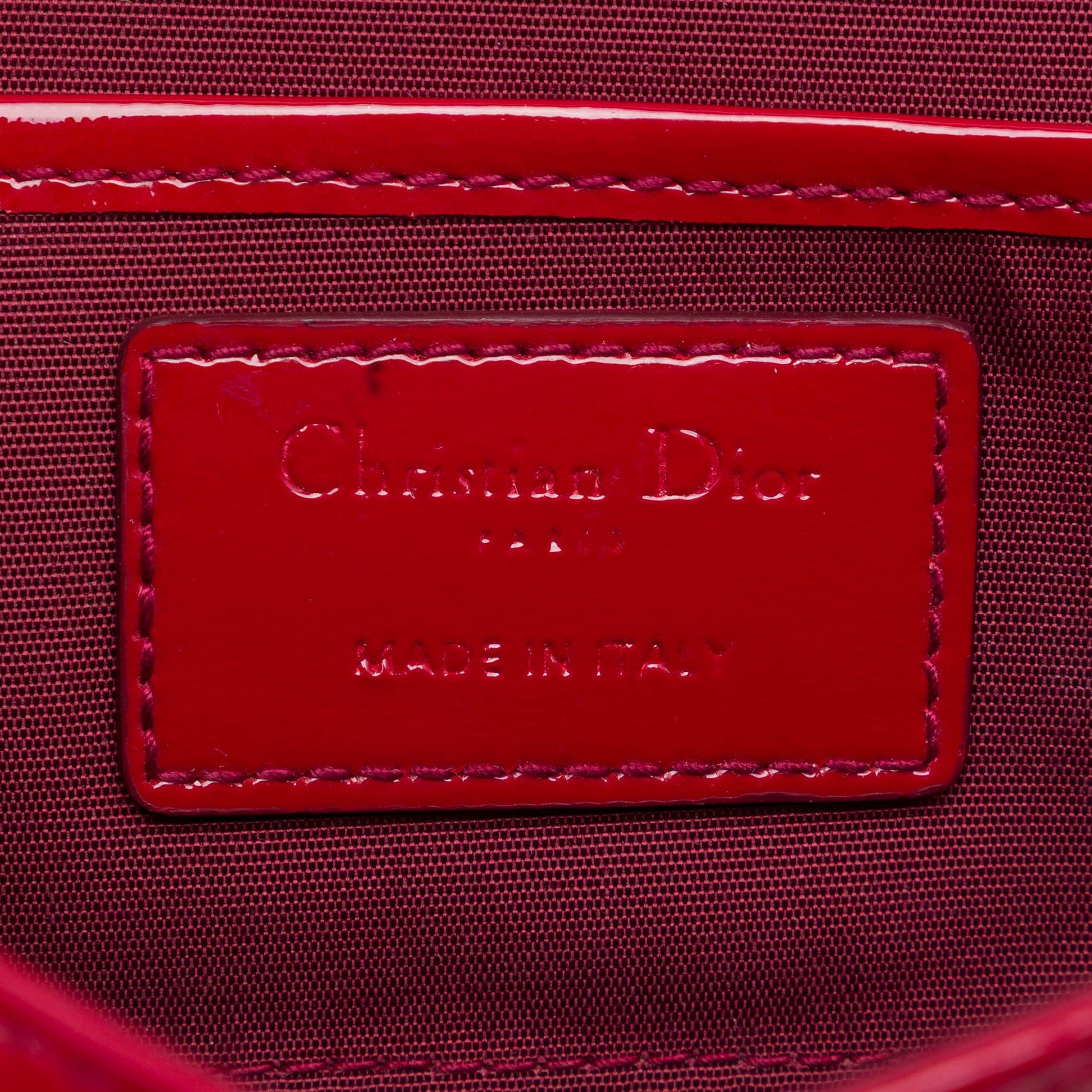 Dior Patent Cannage Lady Dior Clutch with Chain