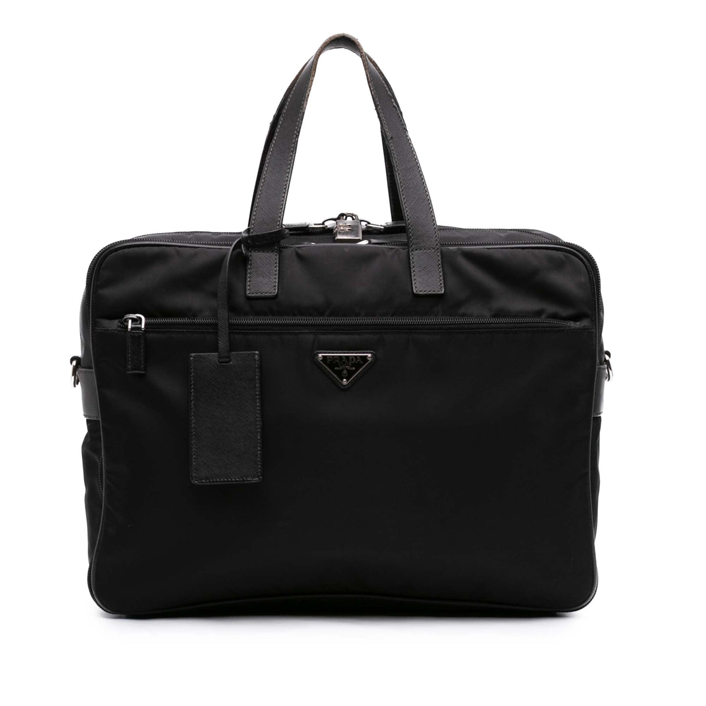Prada Saffiano Trimmed Tessuto Business Bag