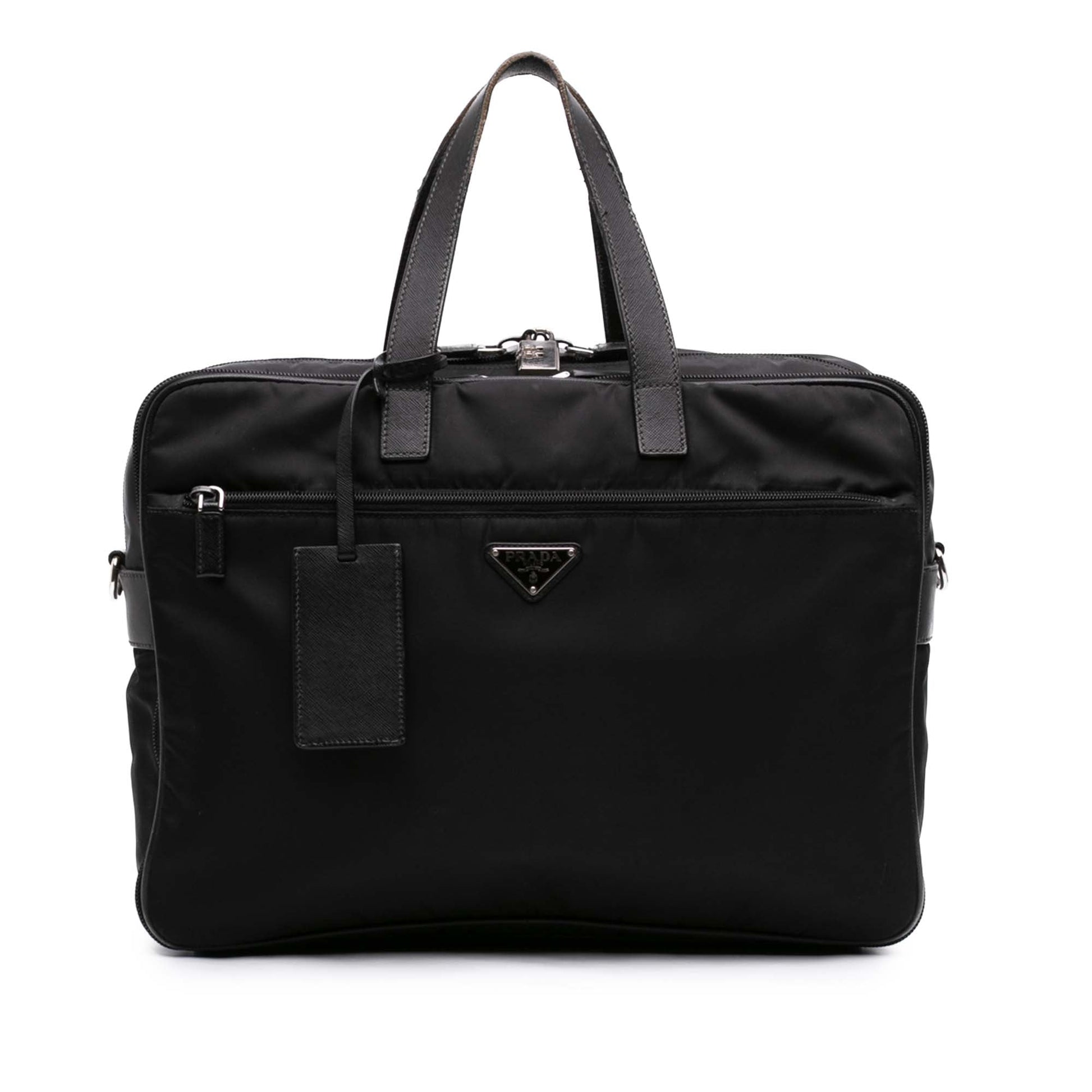 Prada Saffiano Trimmed Tessuto Business Bag