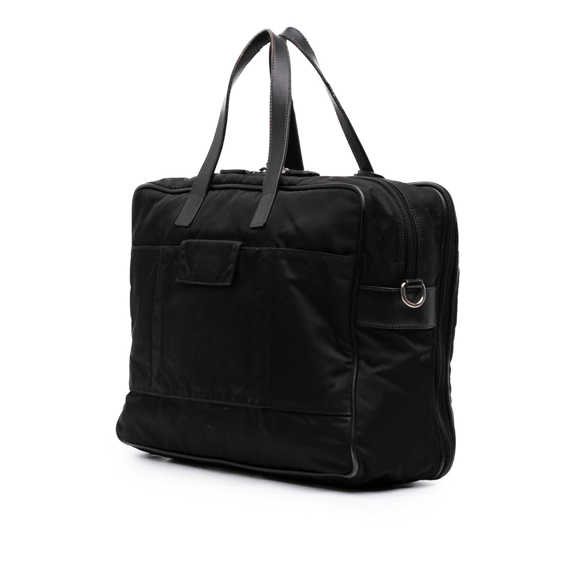Prada Saffiano Trimmed Tessuto Business Bag