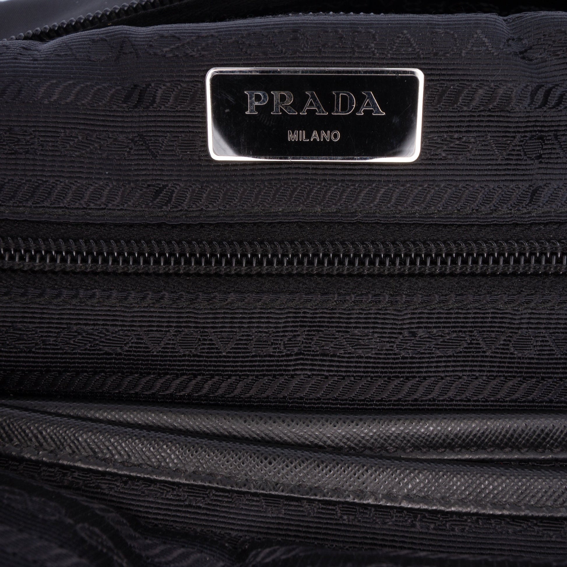 Prada Saffiano Trimmed Tessuto Business Bag