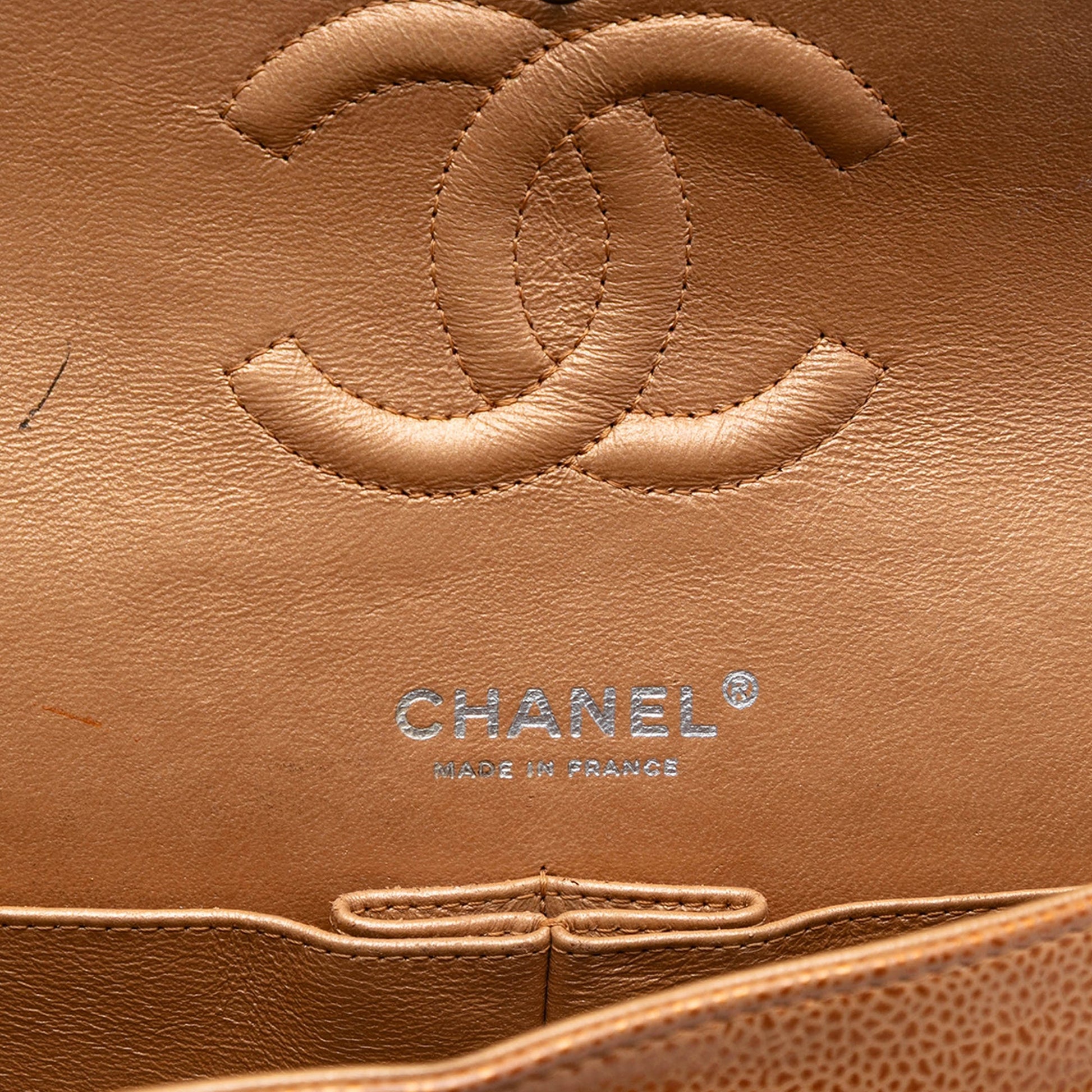 Chanel Medium Classic Metallic Caviar Double Flap