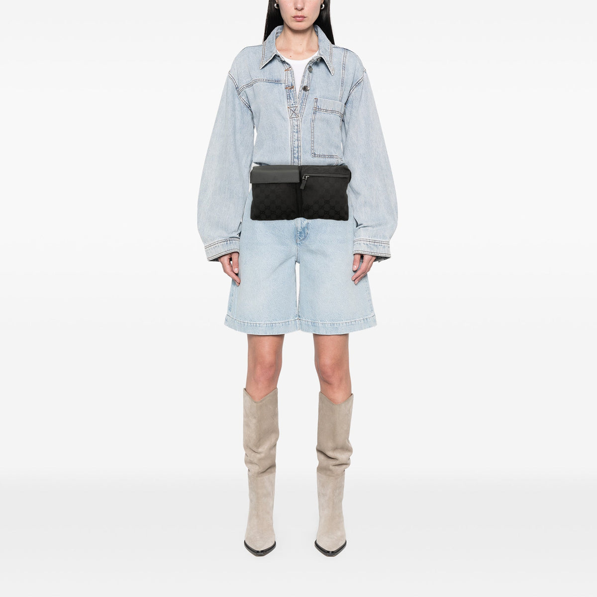 Gucci GG Canvas Double Pocket Belt Bag