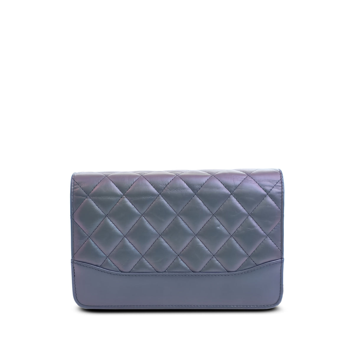 Chanel Quilted Iridescent Aged Calfskin Gabrielle Wallet On Chain — Blue
