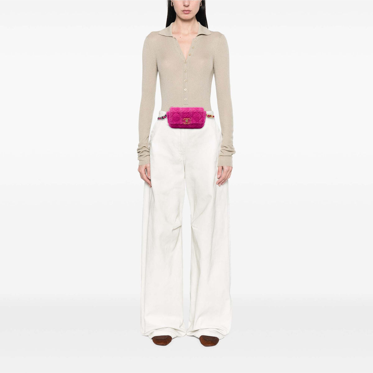 Chanel Tweed 19 Belt Bag — Pink