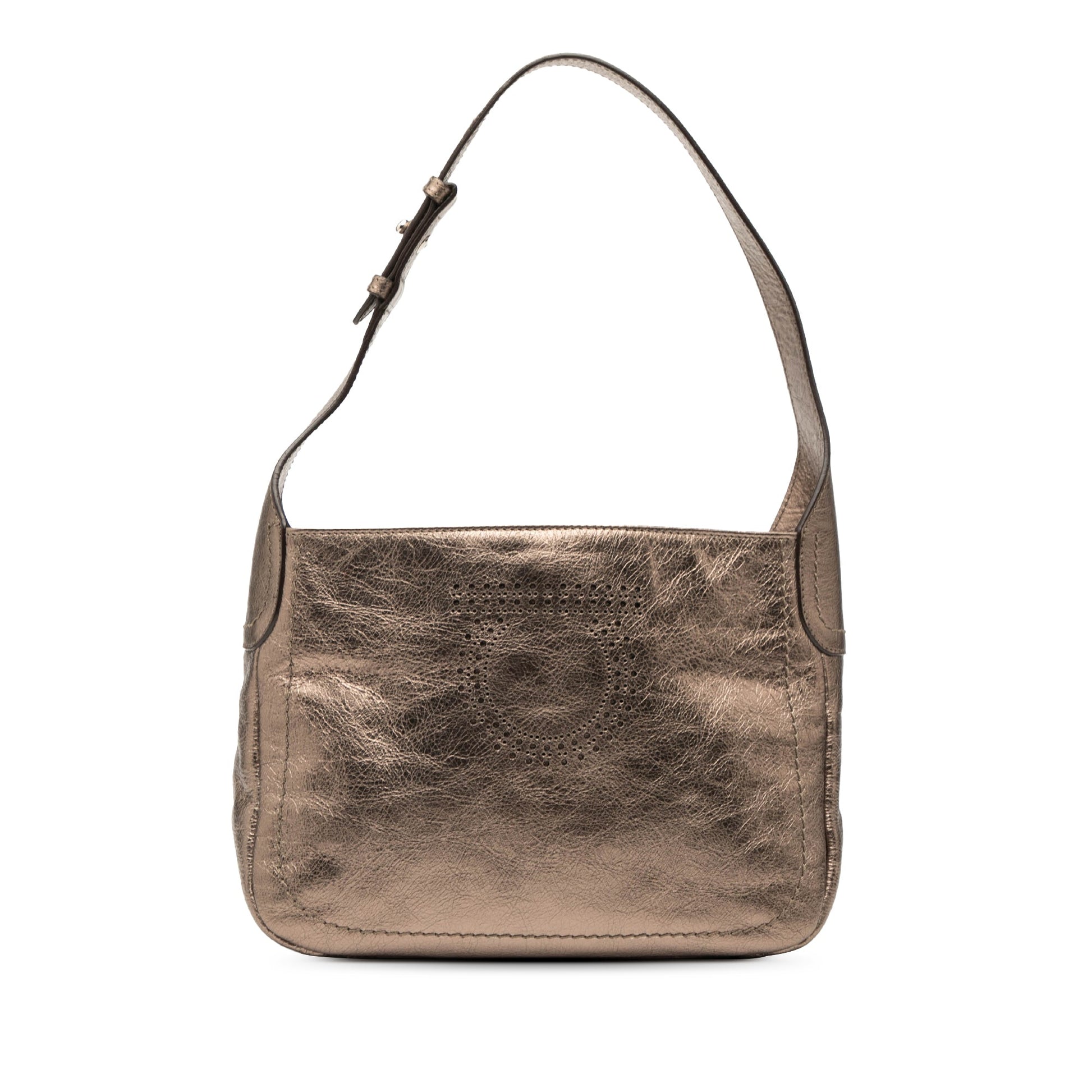 Ferragamo Perforated Leather Gancini Shoulder Bag