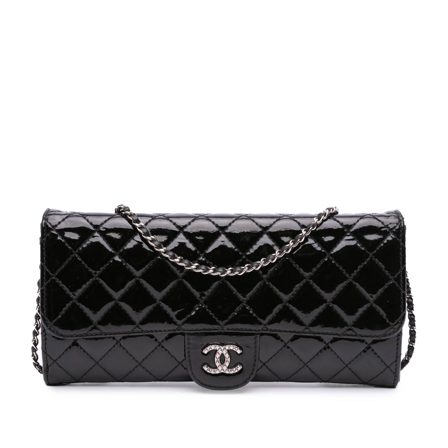 Chanel CC Quilted Patent Brilliant East West Wallet On Chain