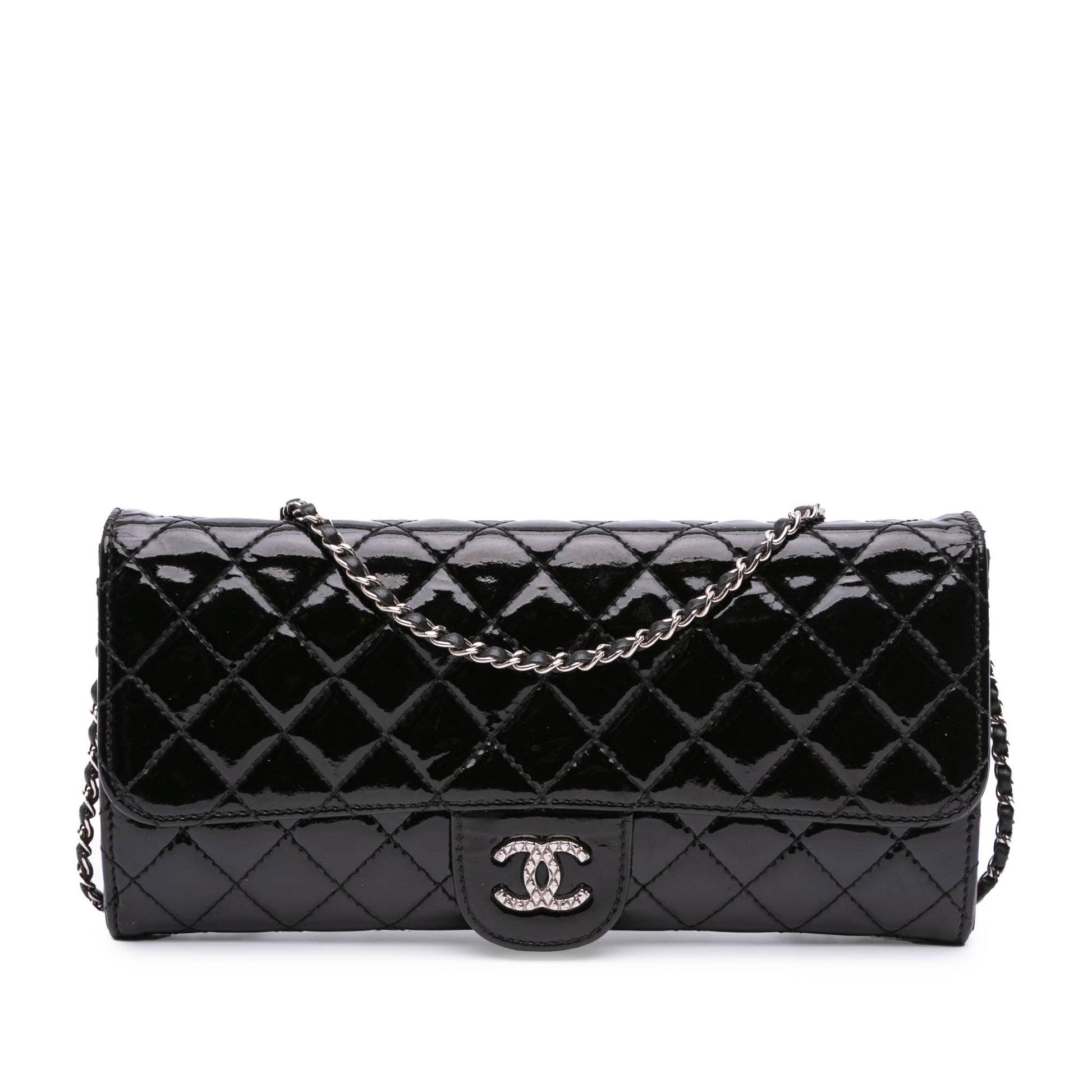 Chanel CC Quilted Patent Brilliant East West Wallet On Chain