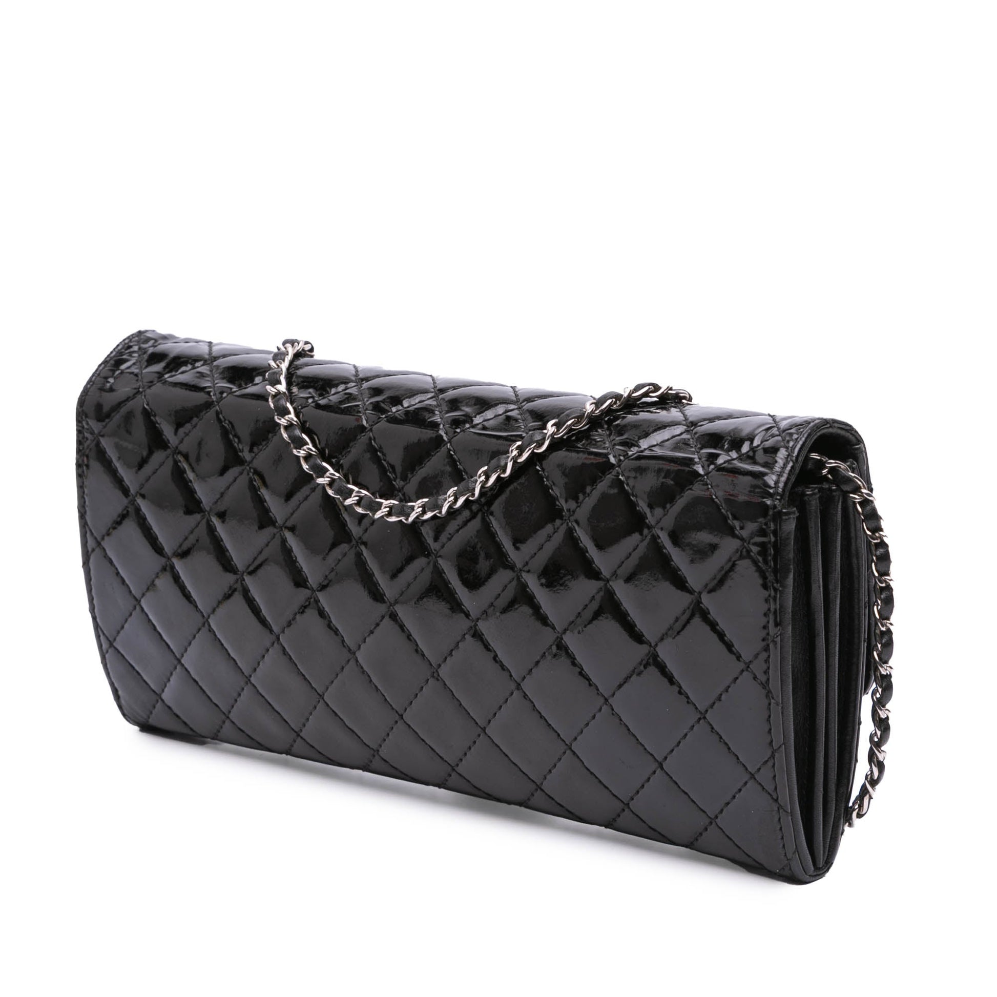 Chanel CC Quilted Patent Brilliant East West Wallet On Chain