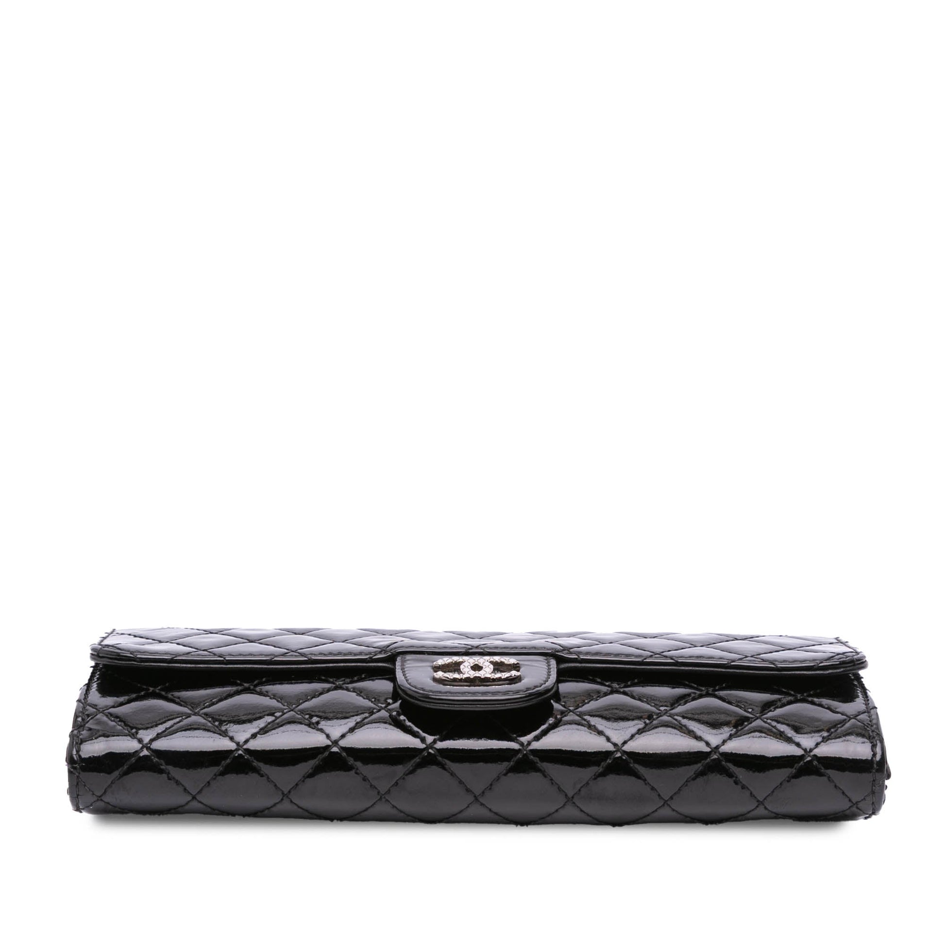 Chanel CC Quilted Patent Brilliant East West Wallet On Chain