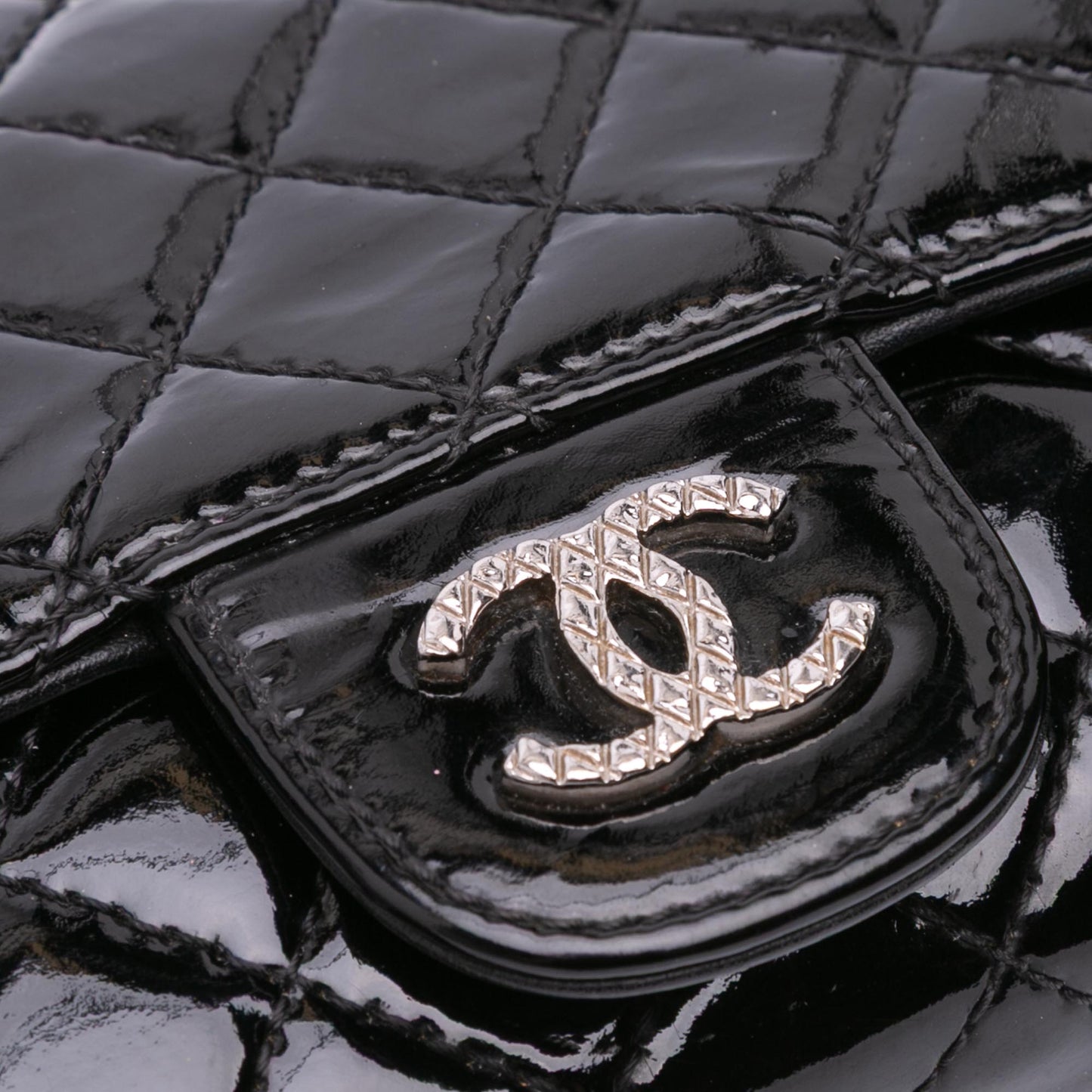 Chanel CC Quilted Patent Brilliant East West Wallet On Chain