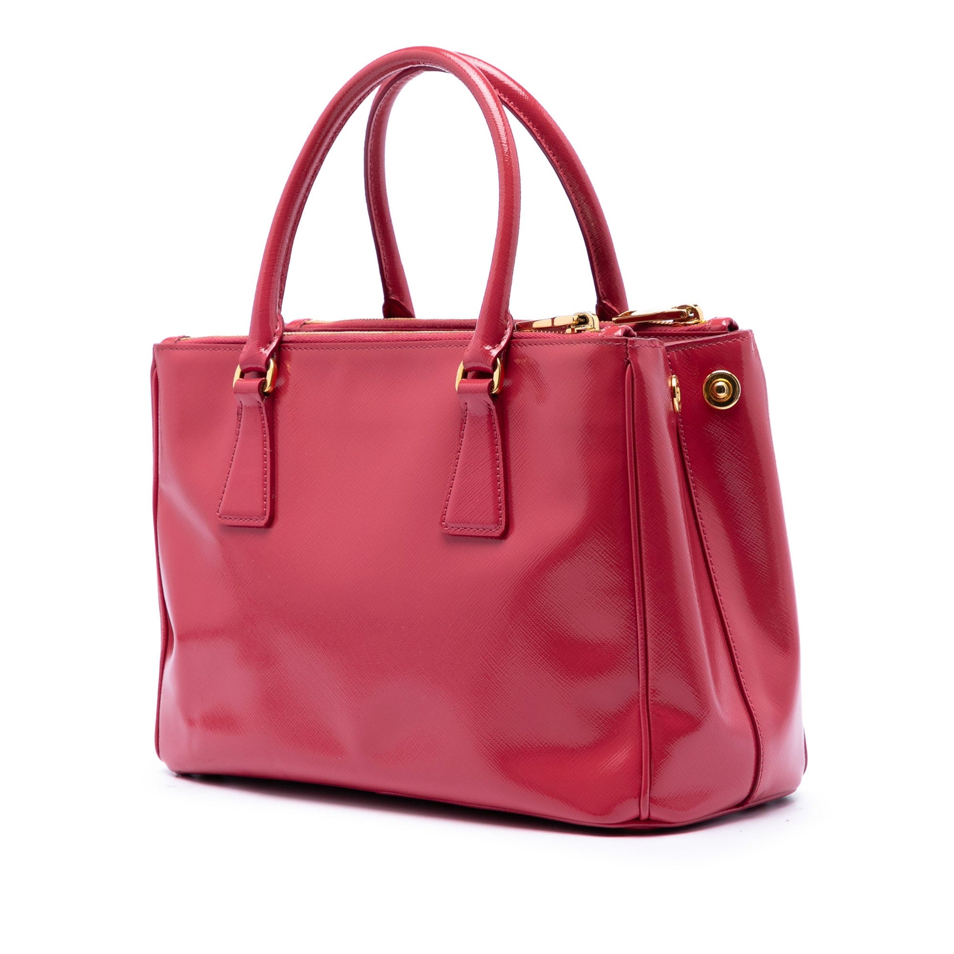 Prada Small Saffiano Vernice Galleria Double Zip Satchel