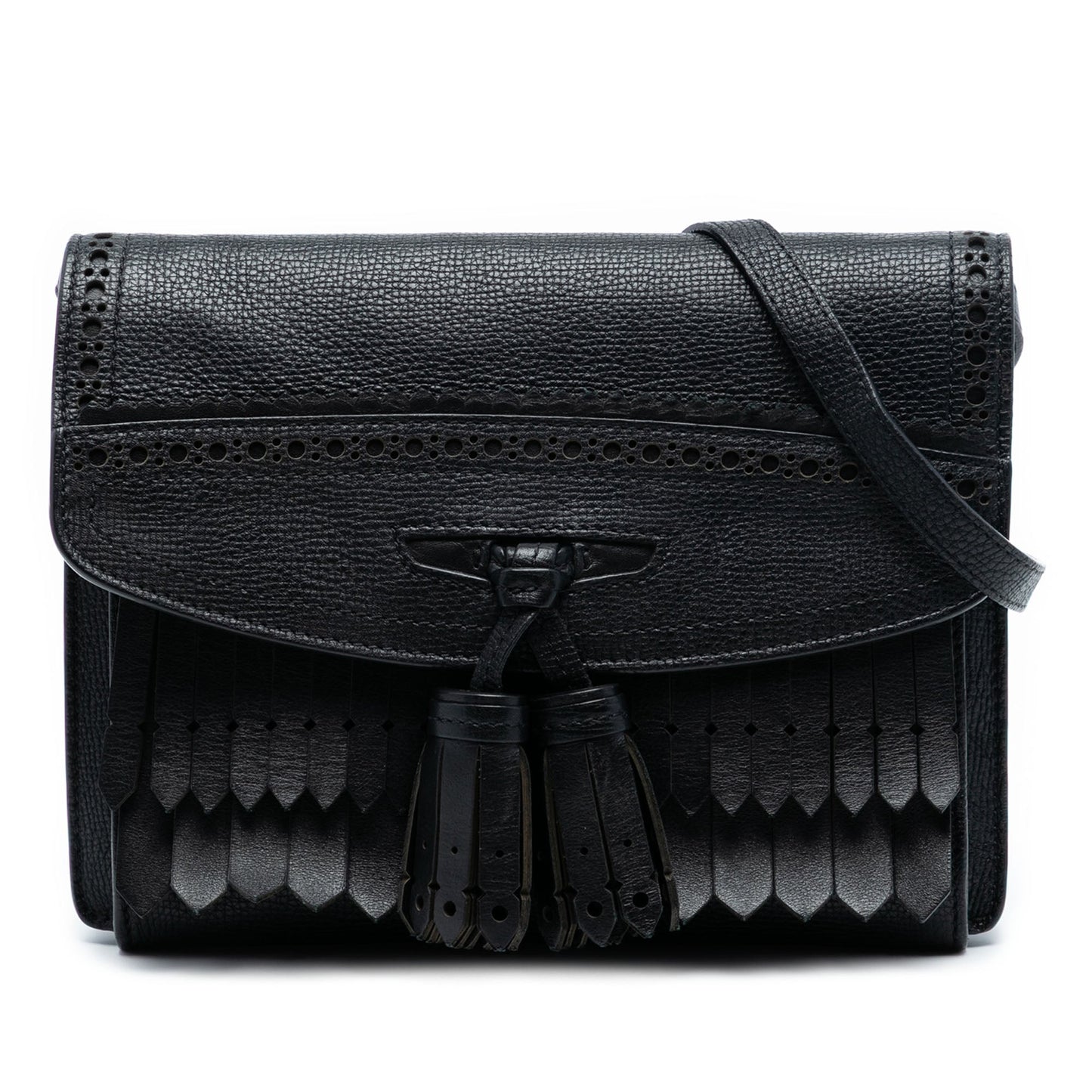 Burberry Small Grainy Calfskin Broguing Tassel Macken Crossbody